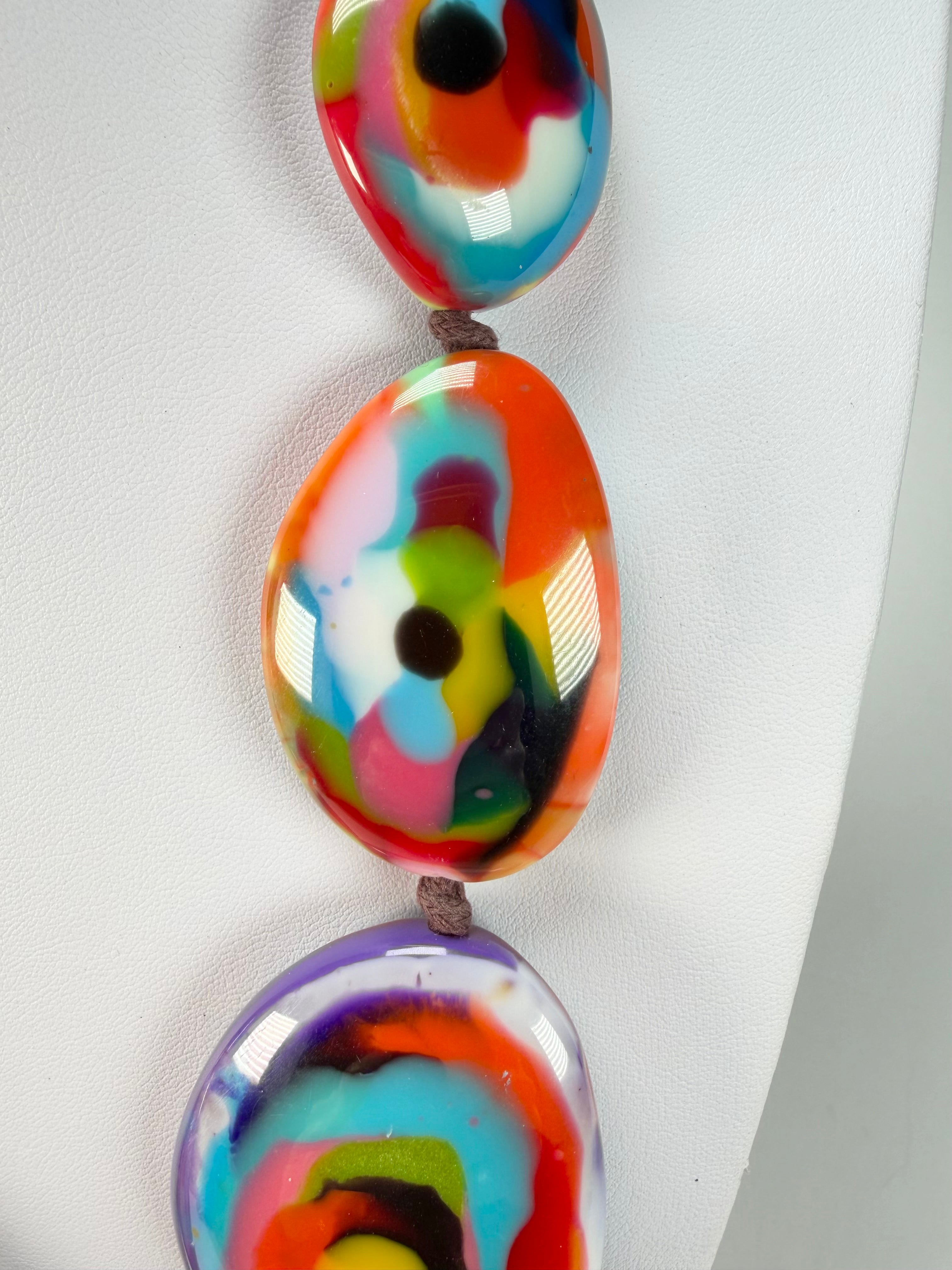 Jackie Brazil "Kandinsky" Long Flat Riverstones 65cm Necklace ( N3700 )