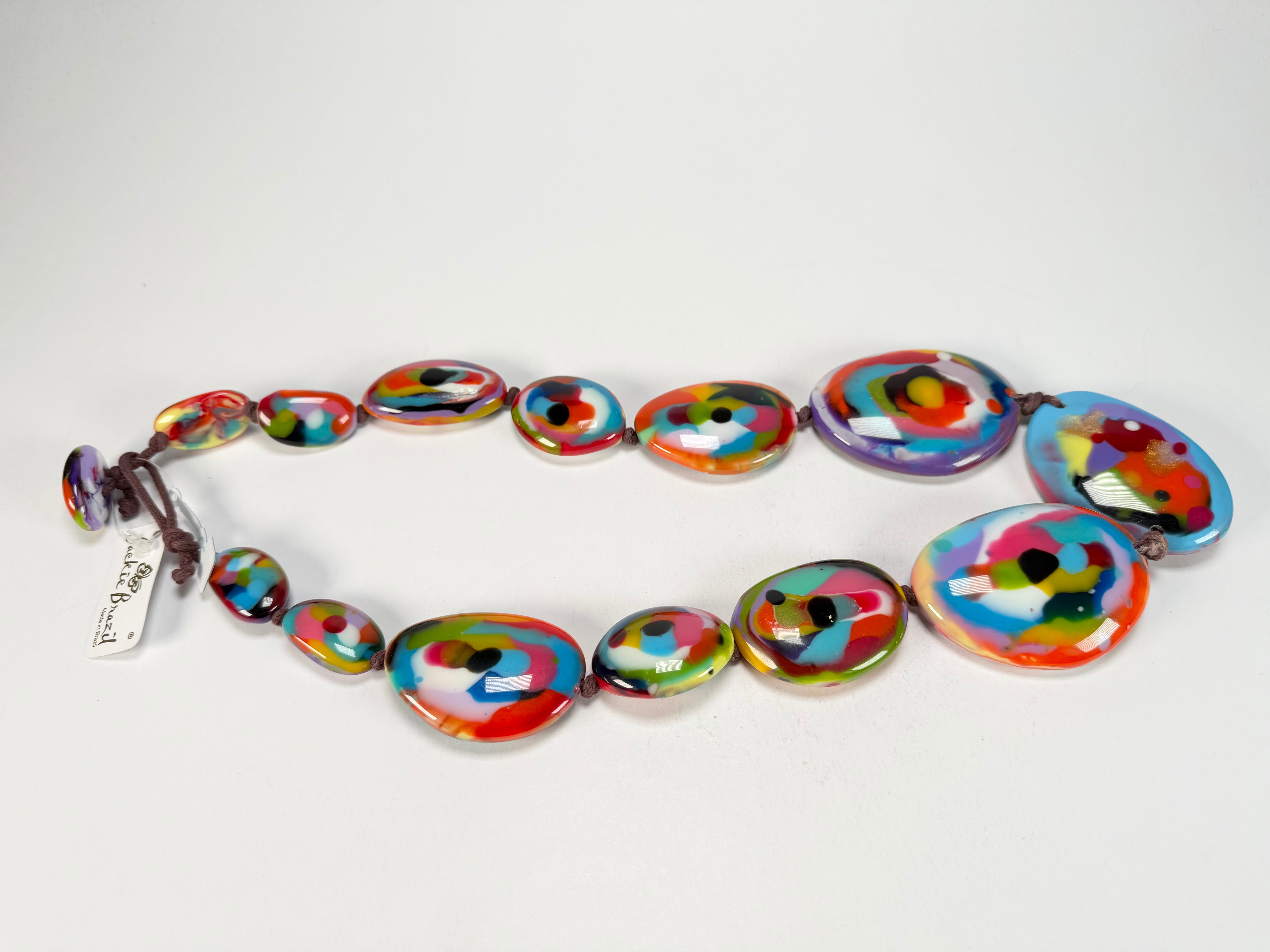 Jackie Brazil "Kandinsky" Long Flat Riverstones 65cm Necklace ( N3700 )