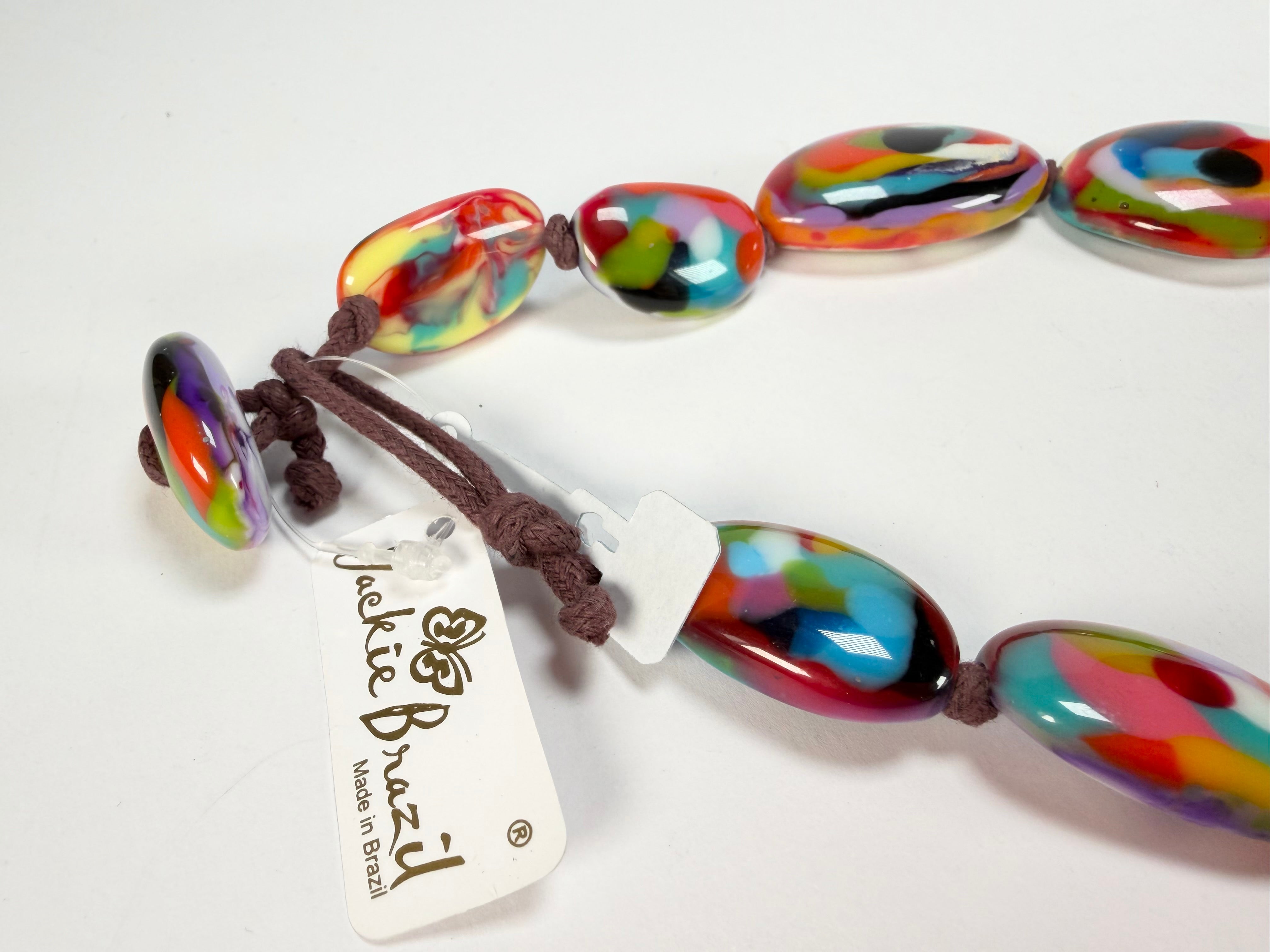 Jackie Brazil "Kandinsky" Long Flat Riverstones 65cm Necklace ( N3700 )