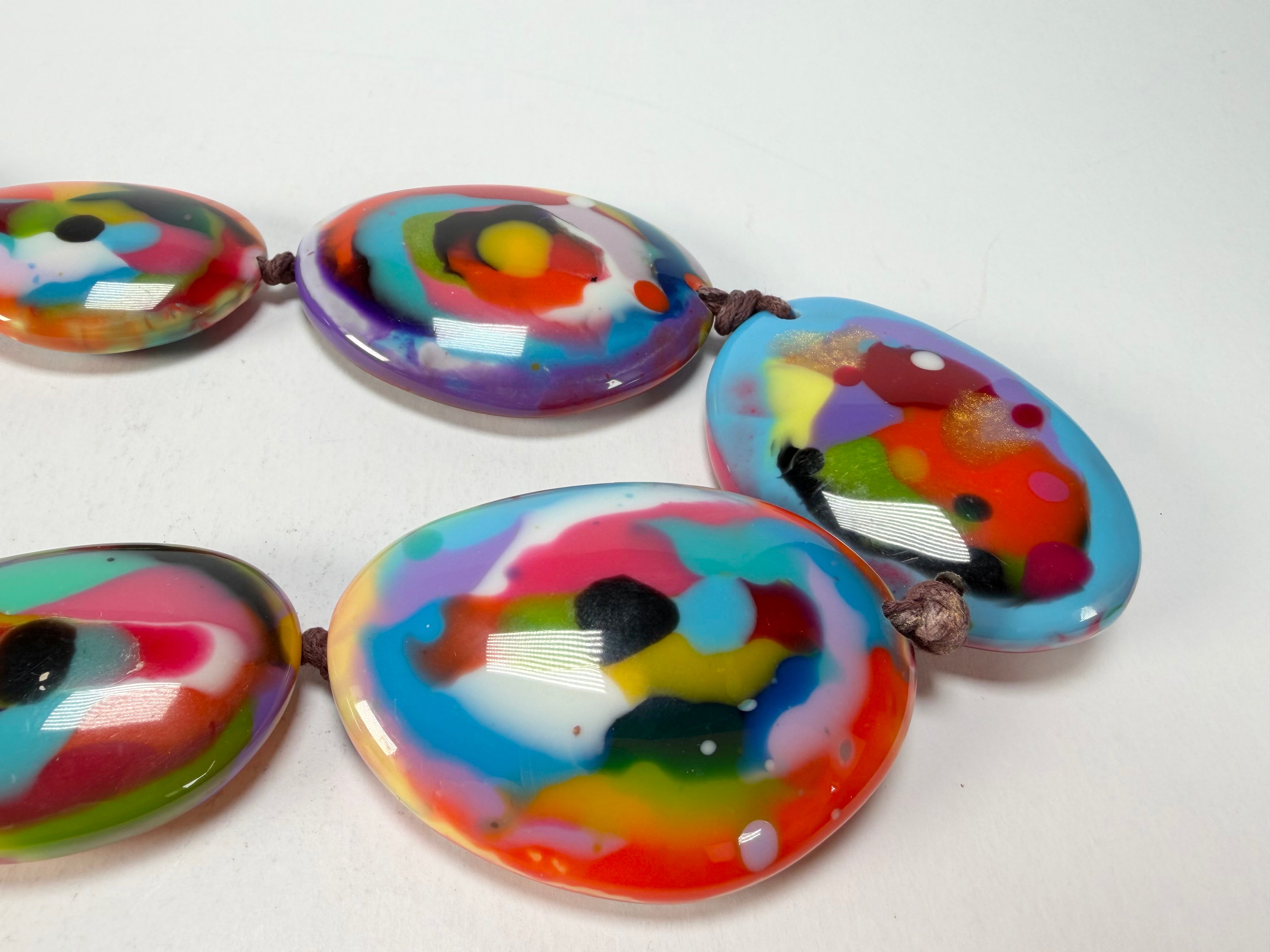 Jackie Brazil "Kandinsky" Long Flat Riverstones 65cm Necklace ( N3700 )