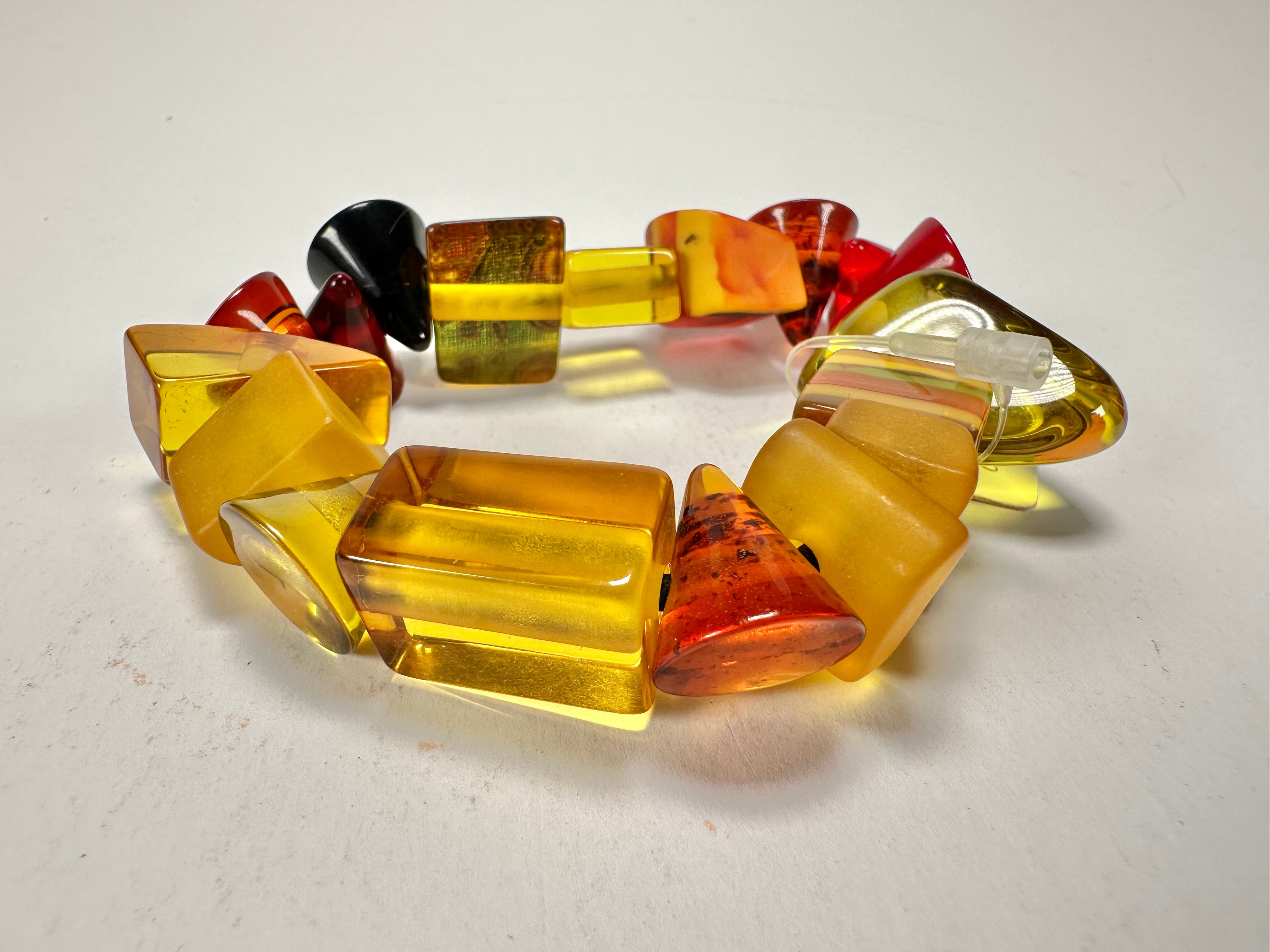 Jackie Brazil "Indiana" Yellow Mix Multi Bead Resin Bracelet ( B0210 )