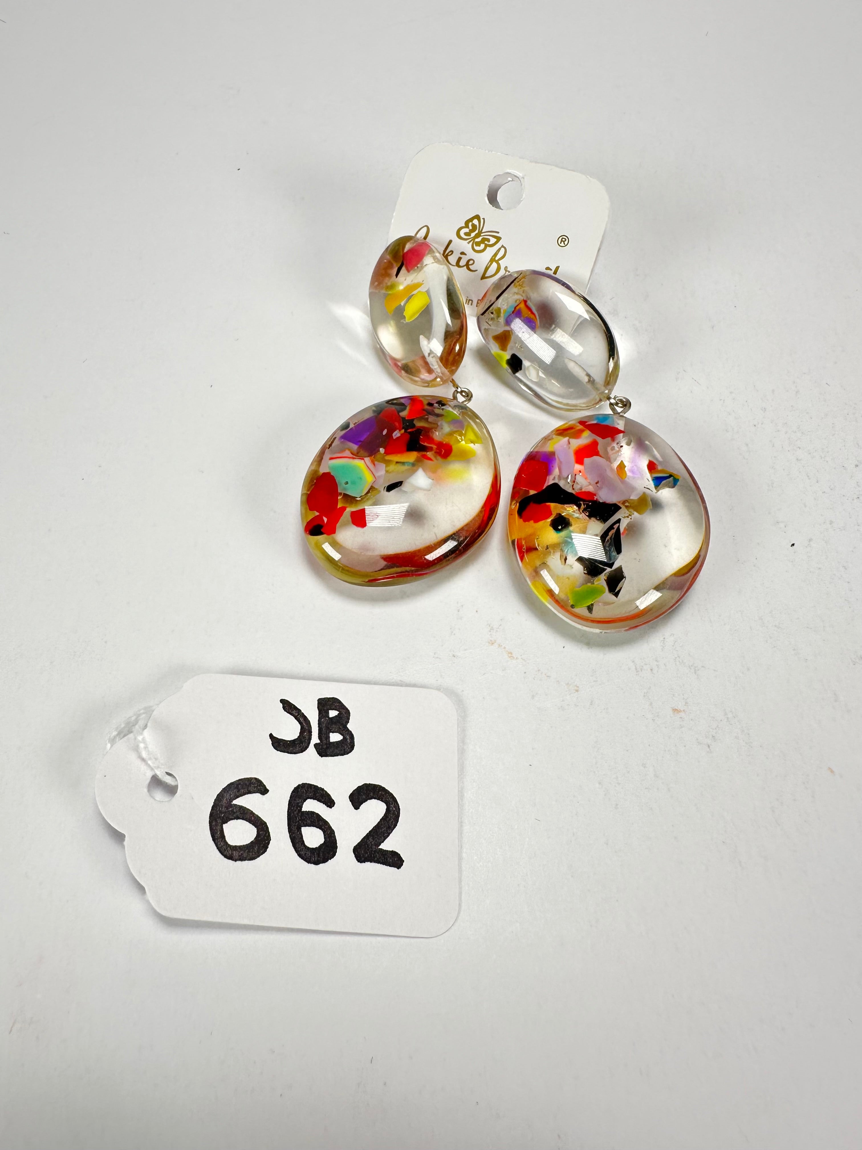 Jackie Brazil "Cascade" Medium Riverstone Double Pendant Resin Earrings ( E3900 )