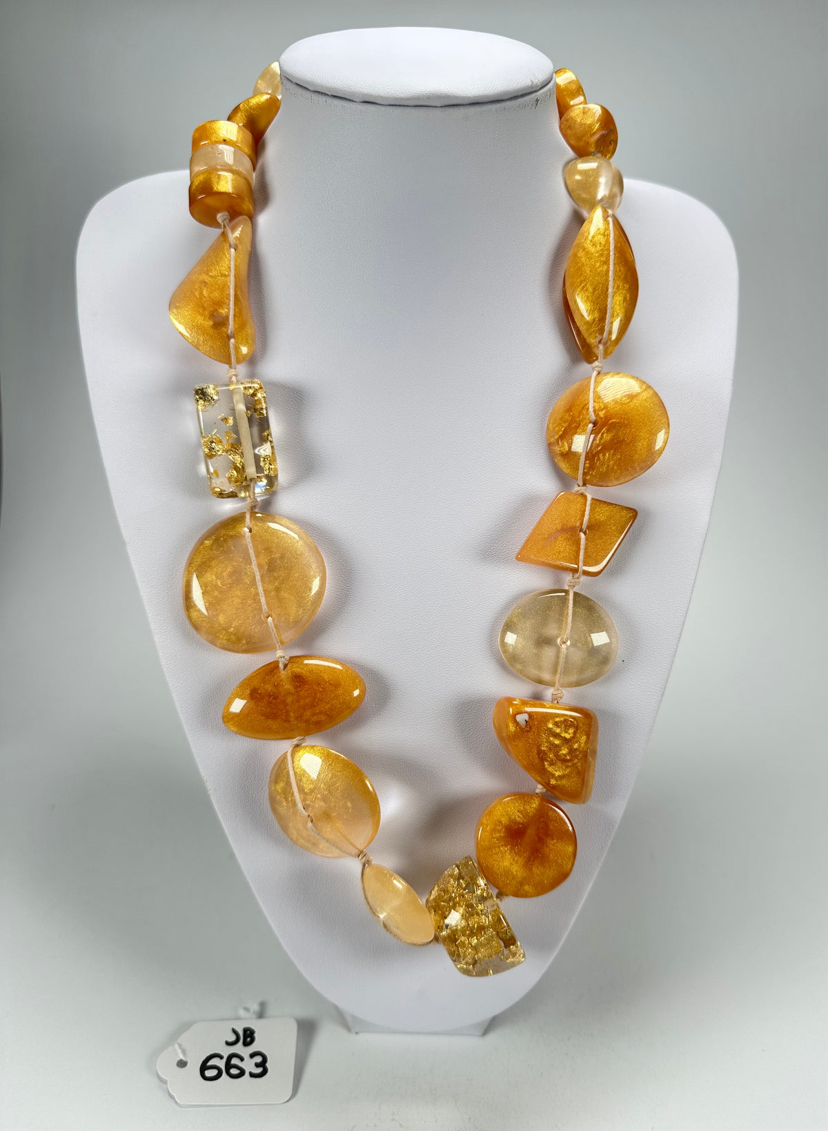 Jackie Brazil "Indiana" Gold Mix Multi-Bead Medium Resin 70cm Necklace ( N0033 )