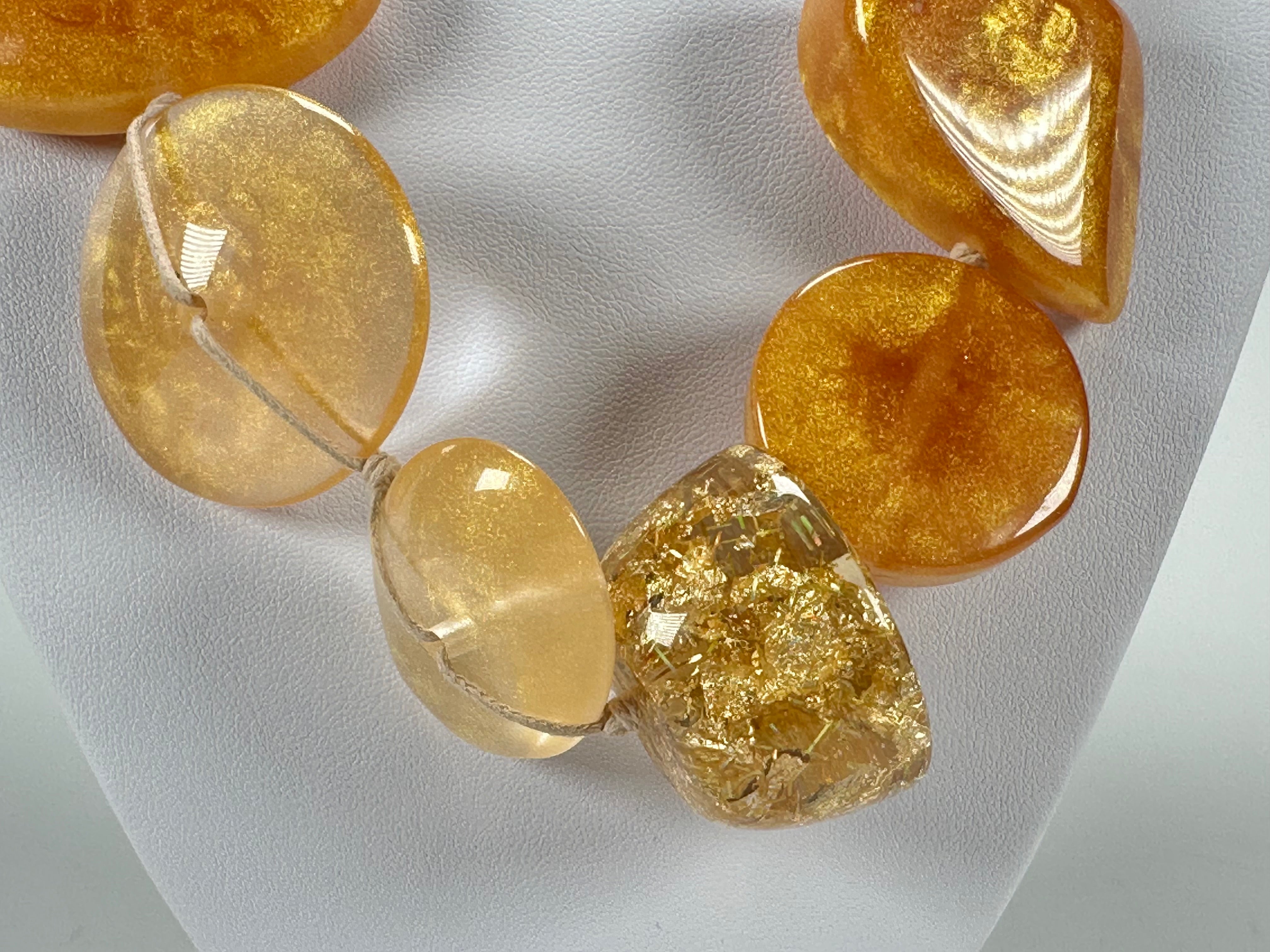 Jackie Brazil "Indiana" Gold Mix Multi-Bead Medium Resin 70cm Necklace ( N0033 )