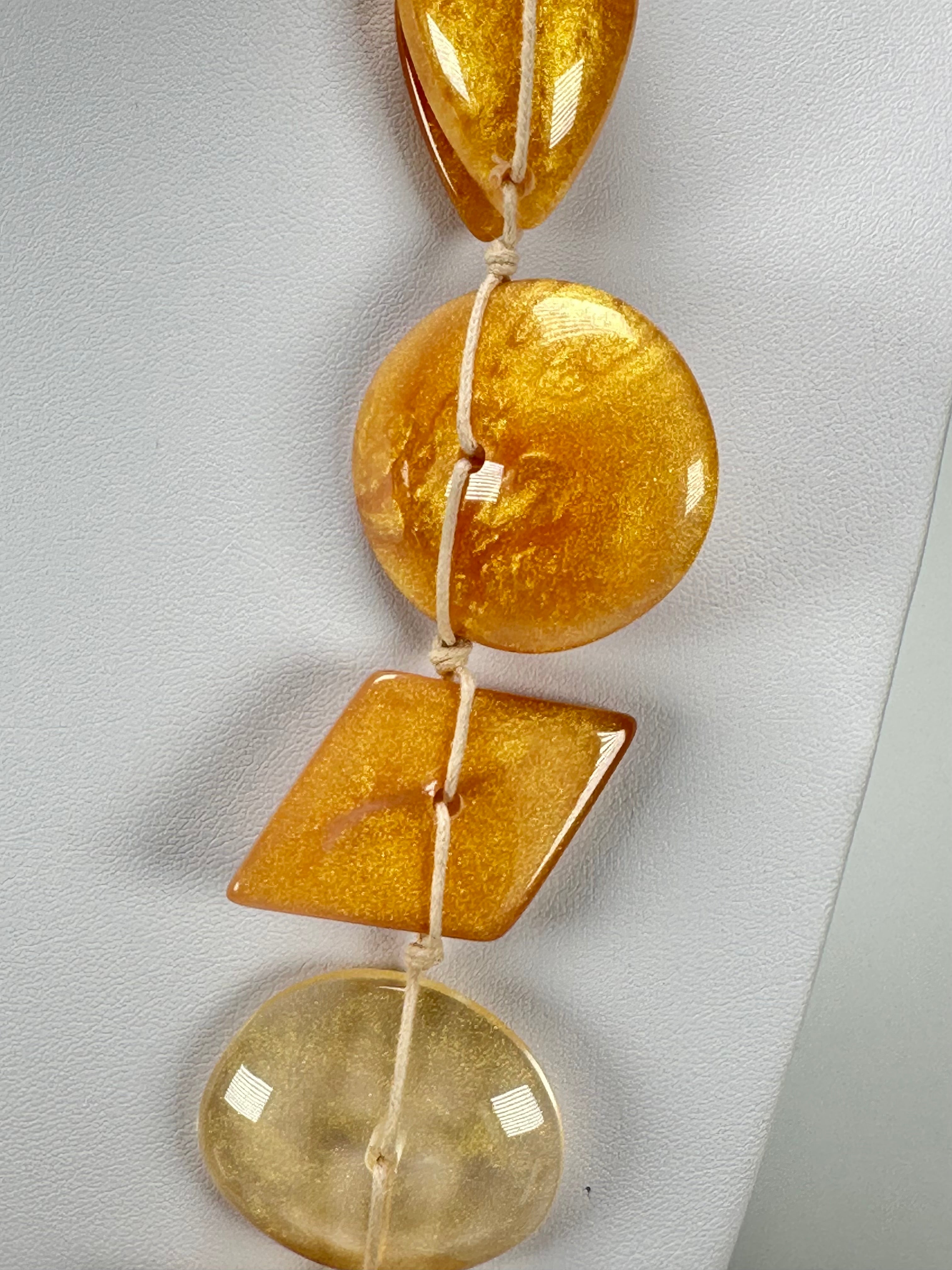 Jackie Brazil "Indiana" Gold Mix Multi-Bead Medium Resin 70cm Necklace ( N0033 )