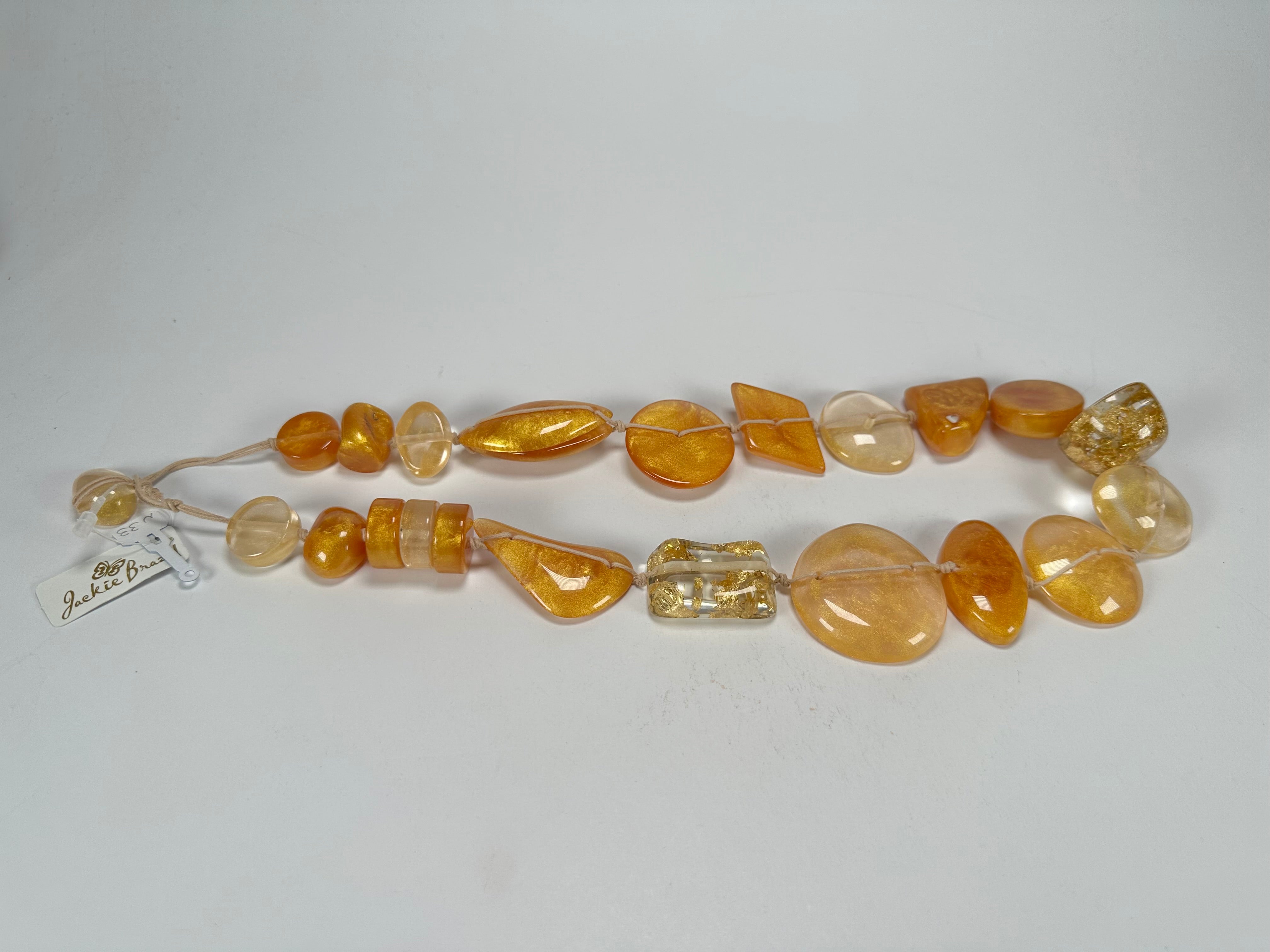 Jackie Brazil "Indiana" Gold Mix Multi-Bead Medium Resin 70cm Necklace ( N0033 )
