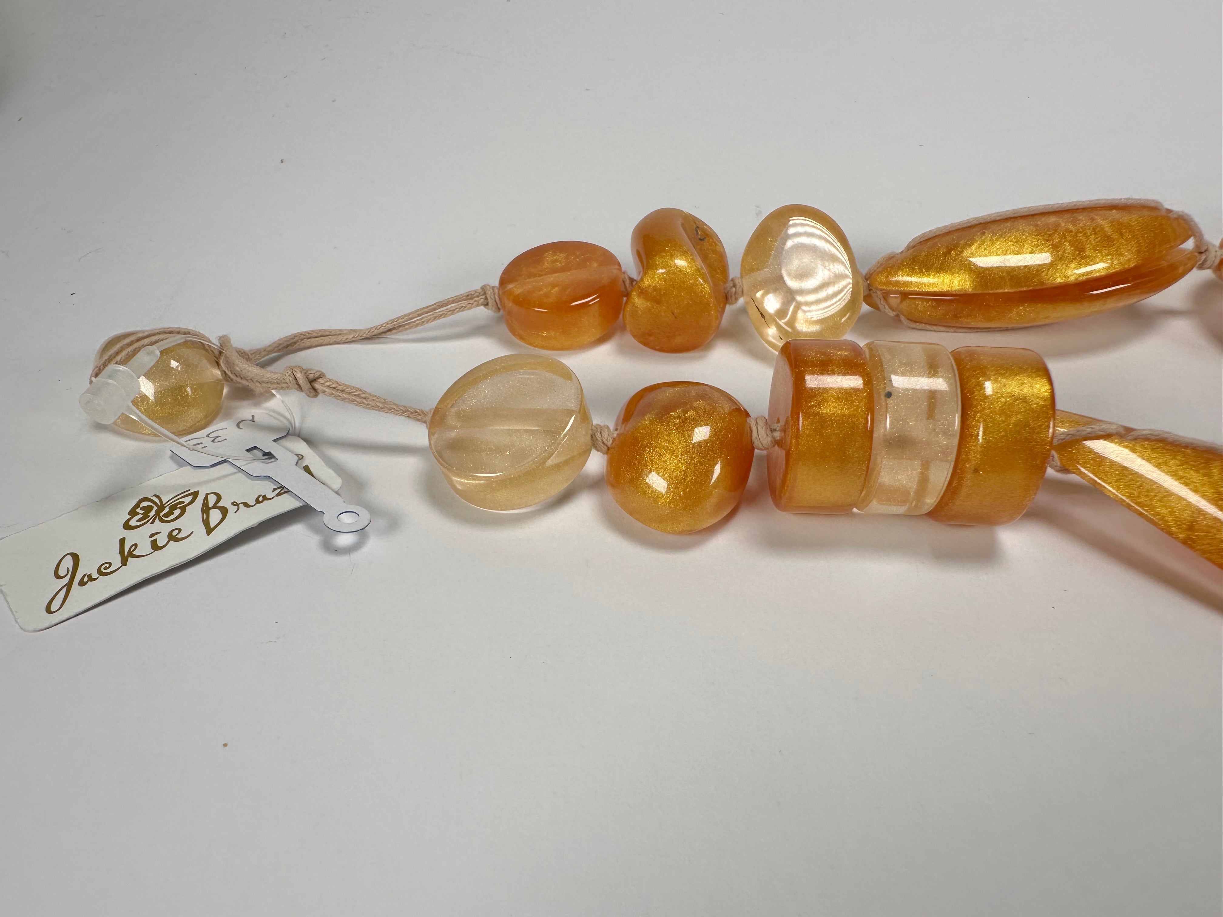 Jackie Brazil "Indiana" Gold Mix Multi-Bead Medium Resin 70cm Necklace ( N0033 )