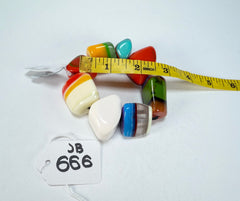 Jackie Brazil "8 PZS" Pop Art Natural Large Stones Elasticated Bracelet ( B0374 )