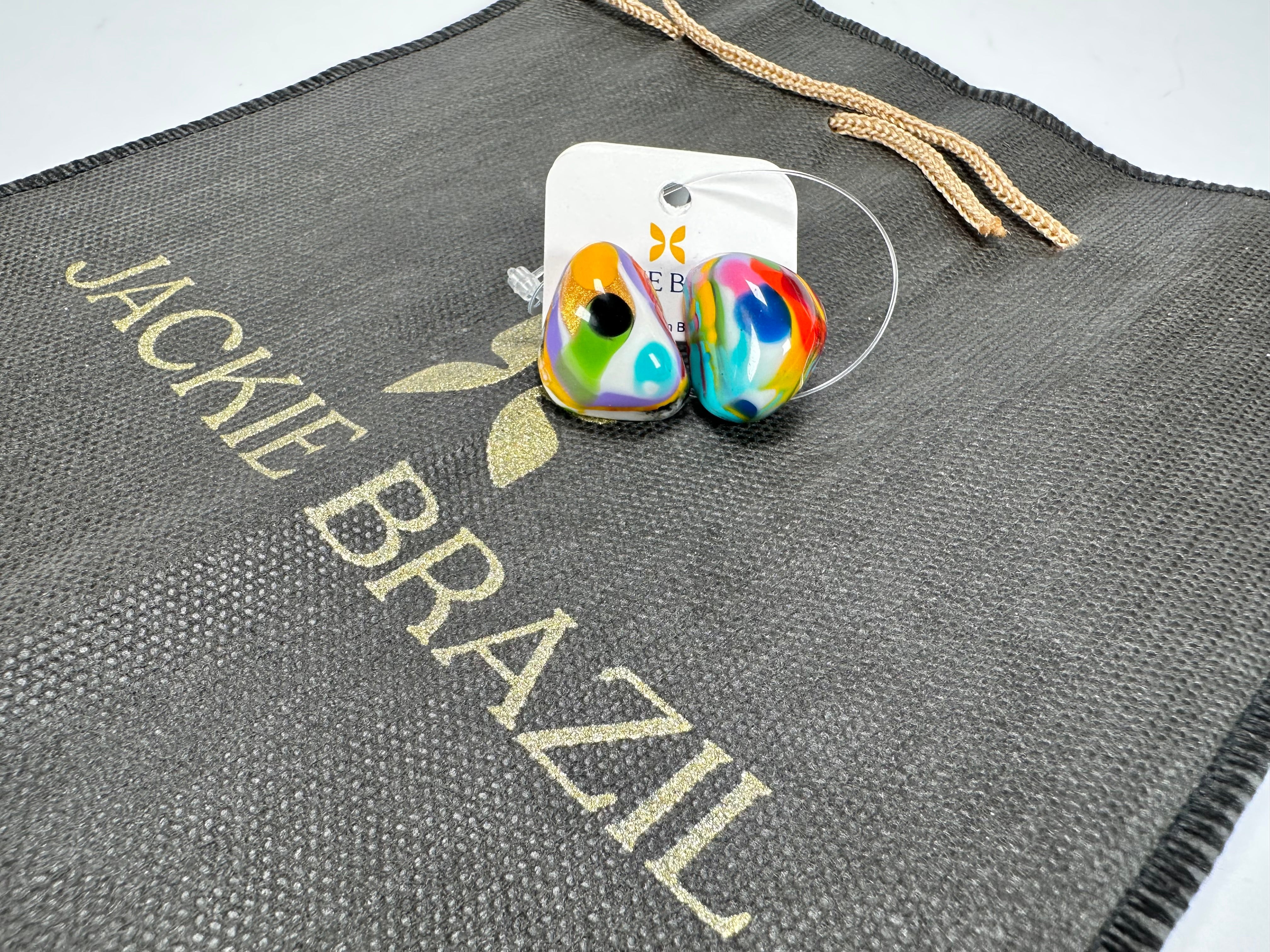 Jackie Brazil "Baby" Kandinsky Stone On Pin Resin Earrings ( E0045 )