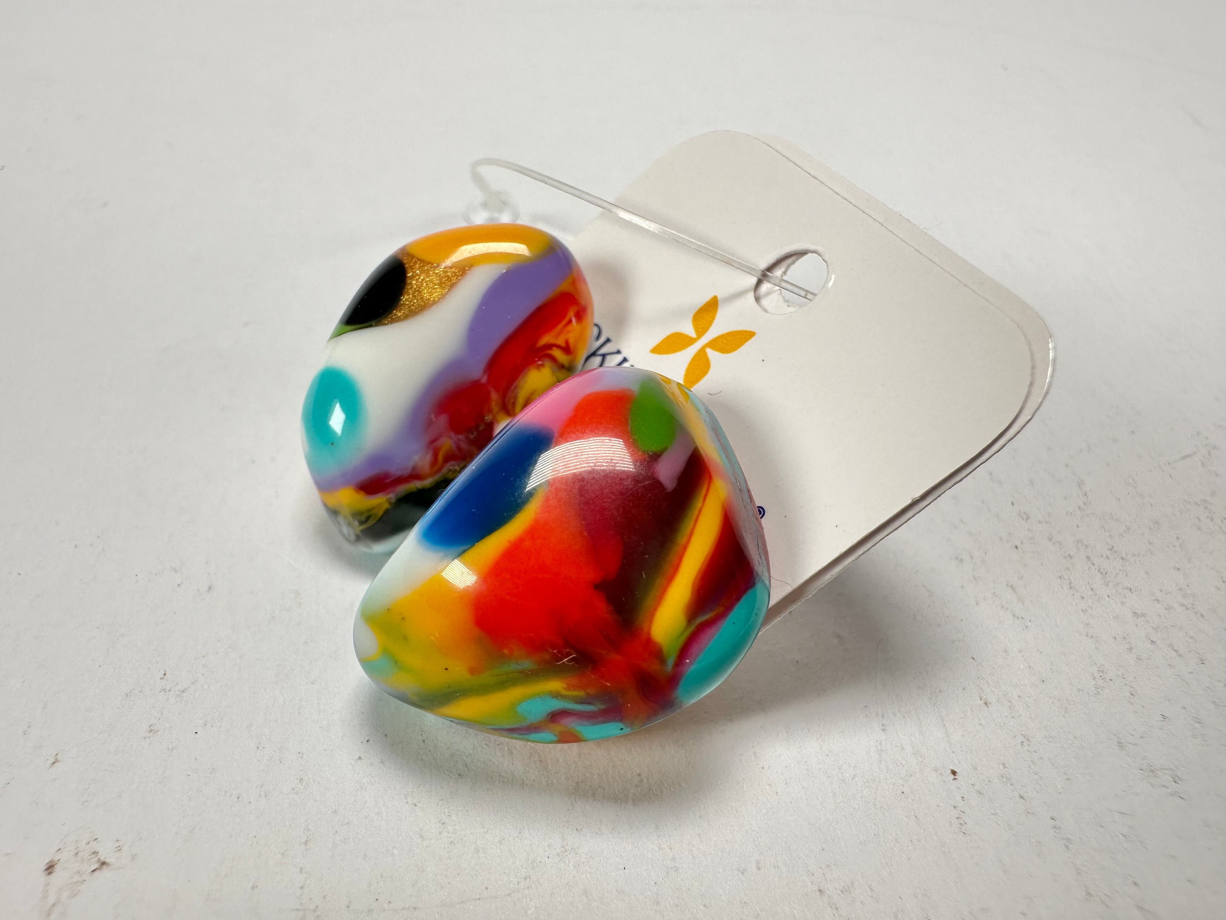 Jackie Brazil "Baby" Kandinsky Stone On Pin Resin Earrings ( E0045 )