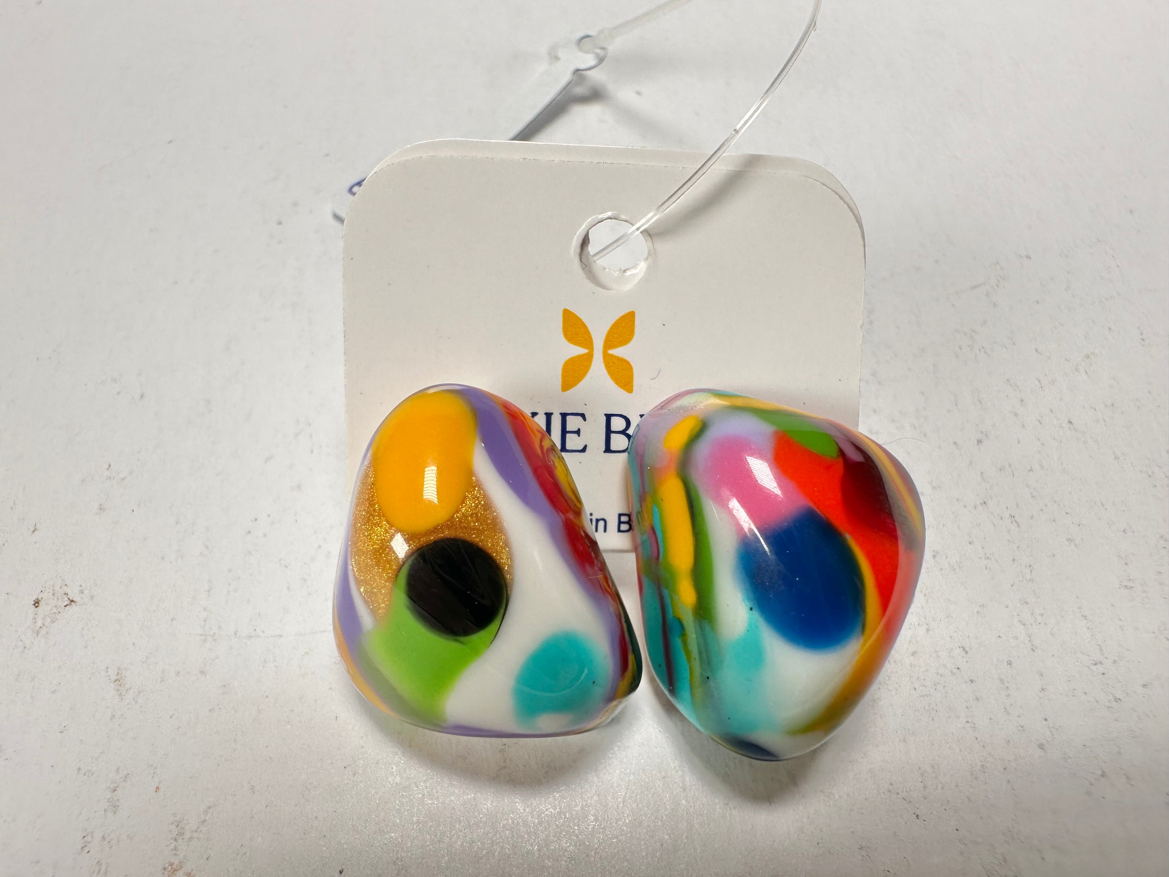 Jackie Brazil "Baby" Kandinsky Stone On Pin Resin Earrings ( E0045 )