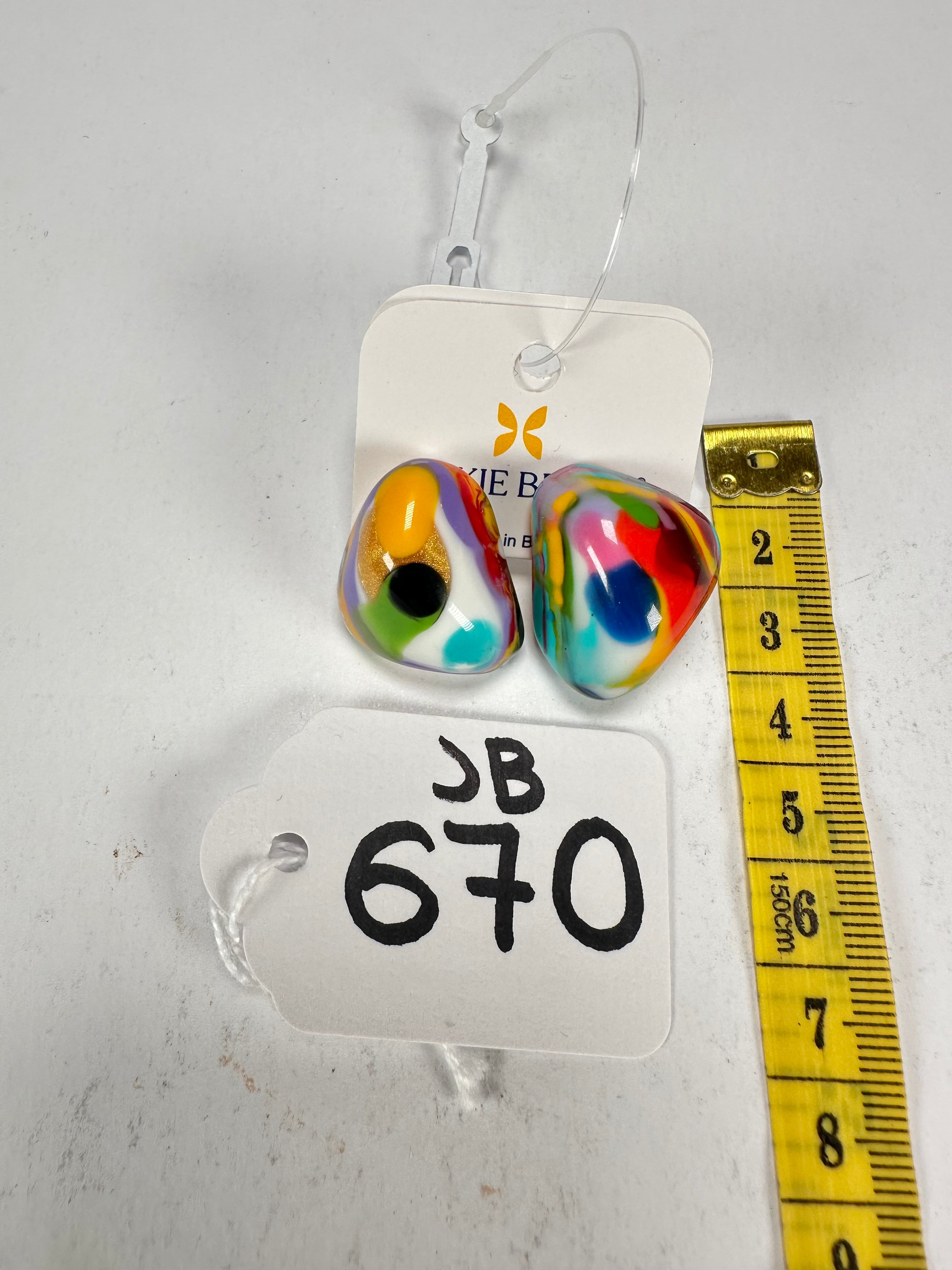 Jackie Brazil "Baby" Kandinsky Stone On Pin Resin Earrings ( E0045 )