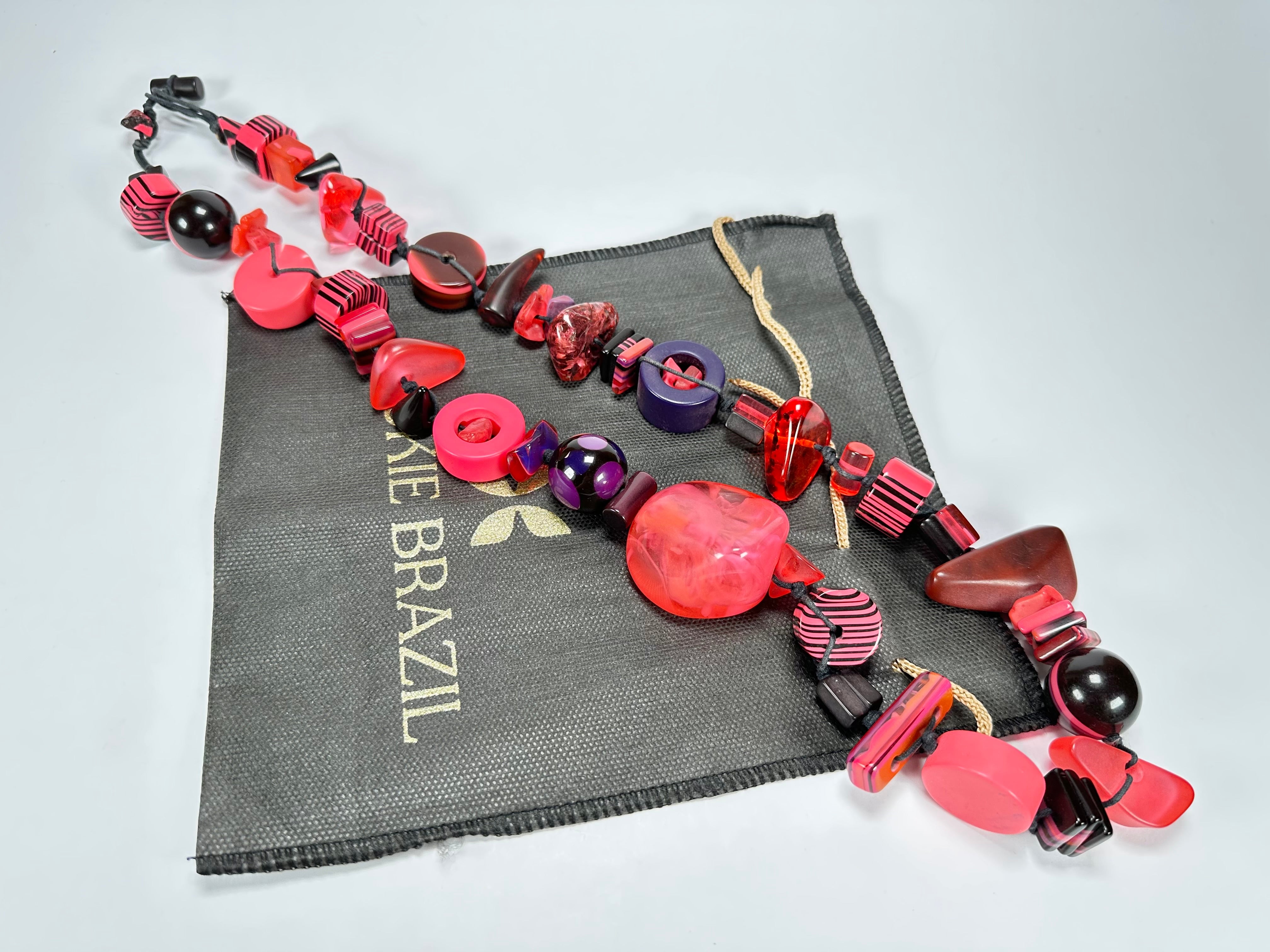 Jackie Brazil "Indiana" Pink Mix Multi-Bead Medium Resin 70cm Necklace ( N0033 )