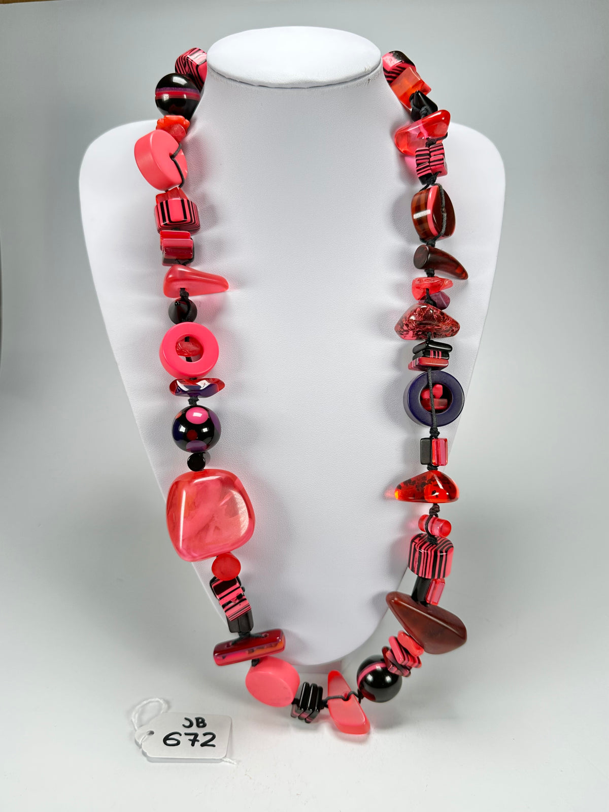 Jackie Brazil "Indiana" Pink Mix Multi-Bead Medium Resin 70cm Necklace ( N0033 )