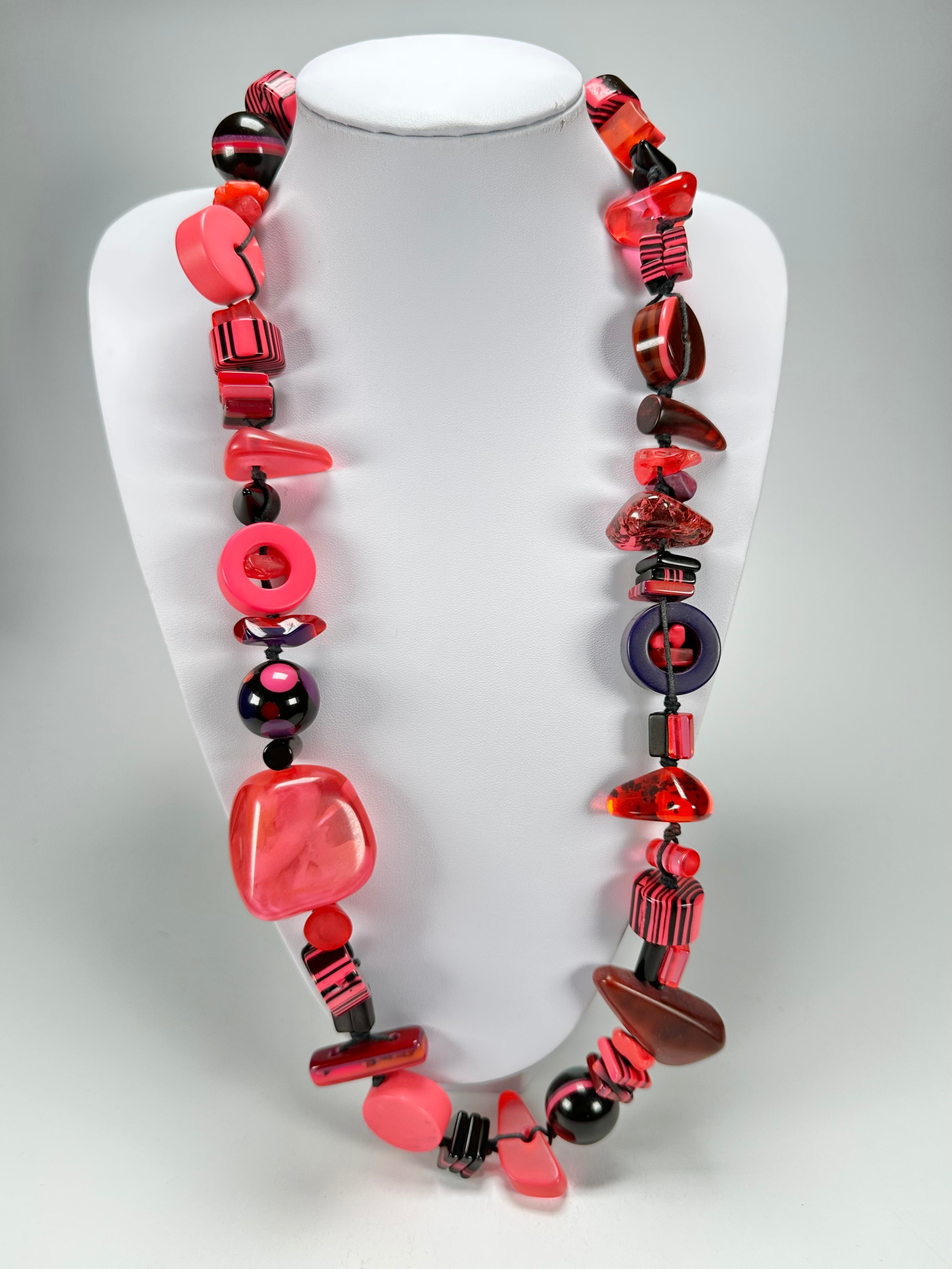 Jackie Brazil "Indiana" Pink Mix Multi-Bead Medium Resin 70cm Necklace ( N0033 )