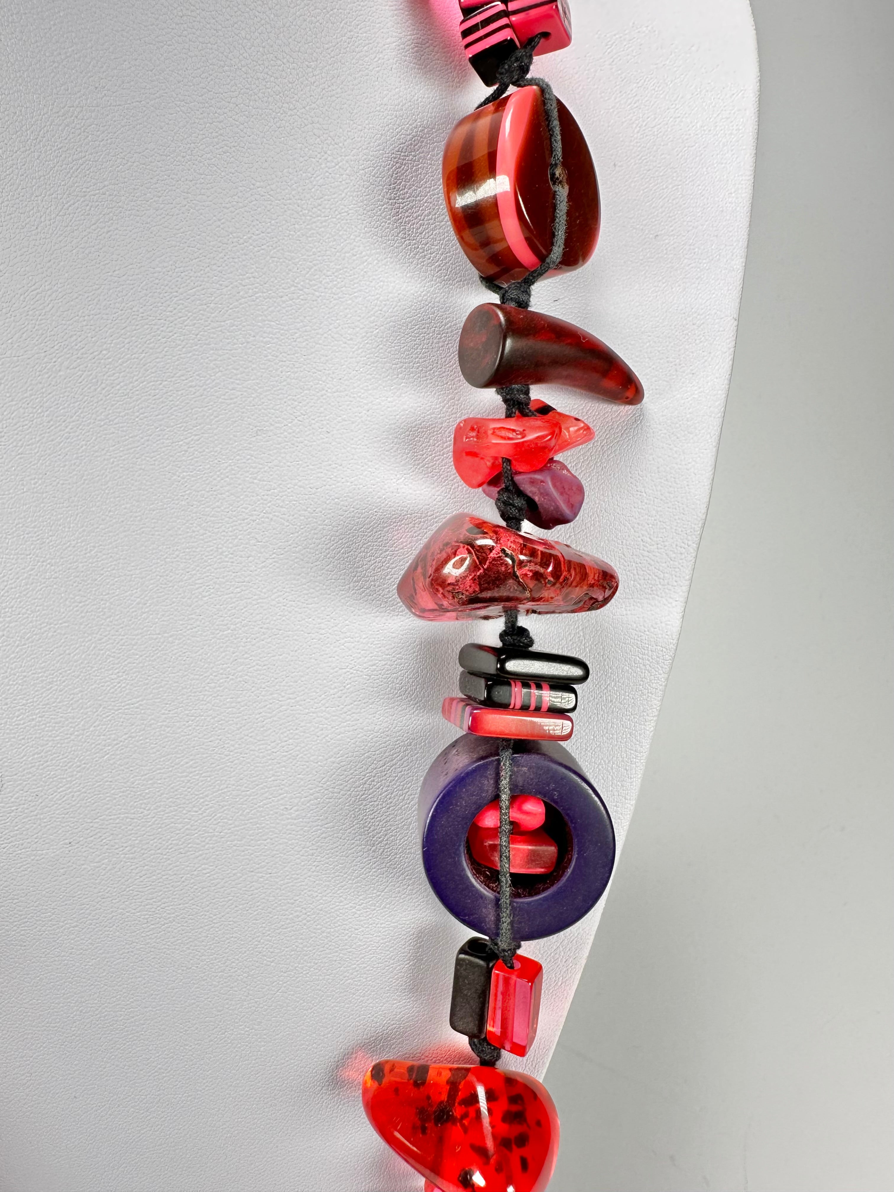 Jackie Brazil "Indiana" Pink Mix Multi-Bead Medium Resin 70cm Necklace ( N0033 )
