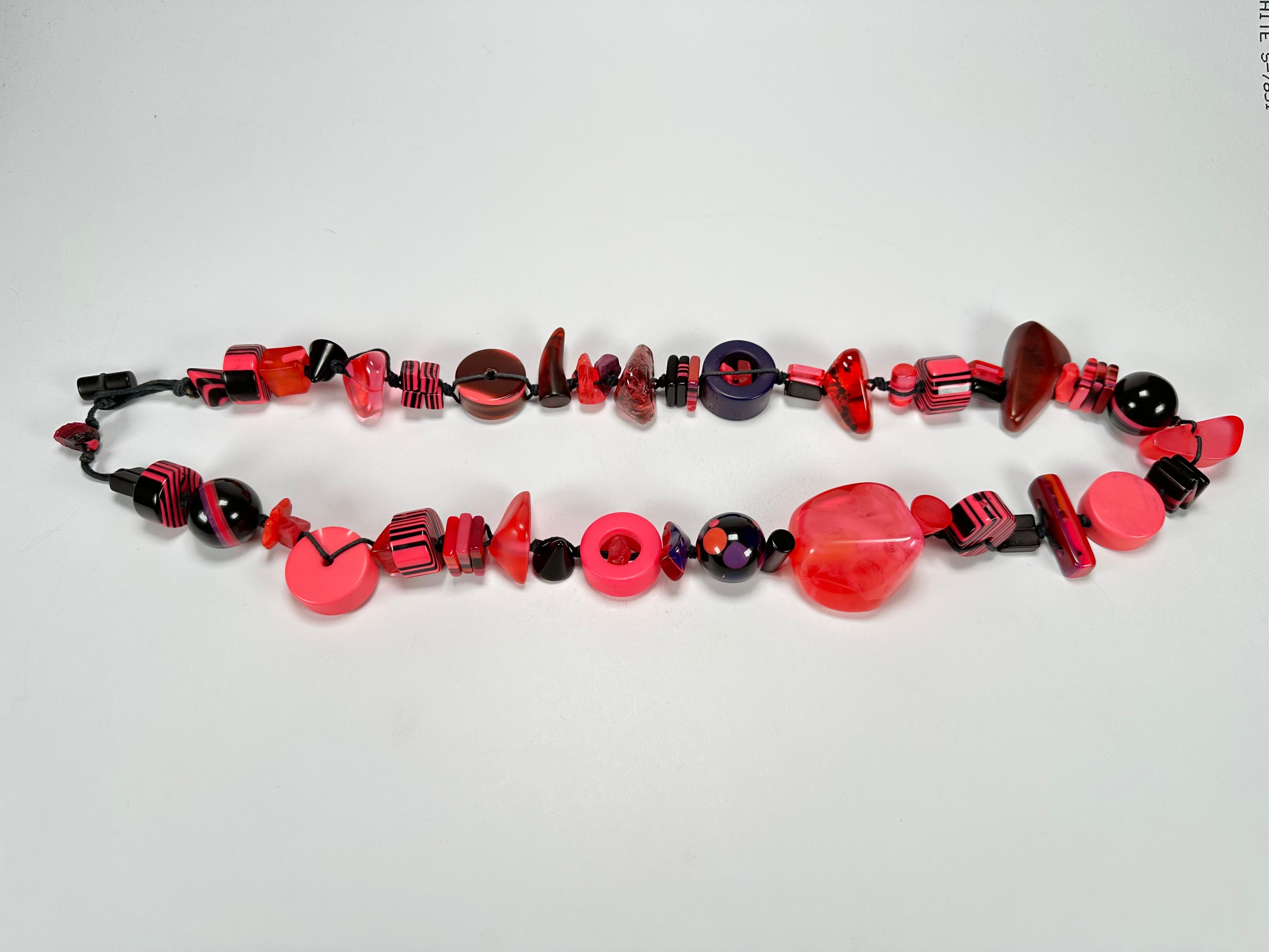 Jackie Brazil "Indiana" Pink Mix Multi-Bead Medium Resin 70cm Necklace ( N0033 )
