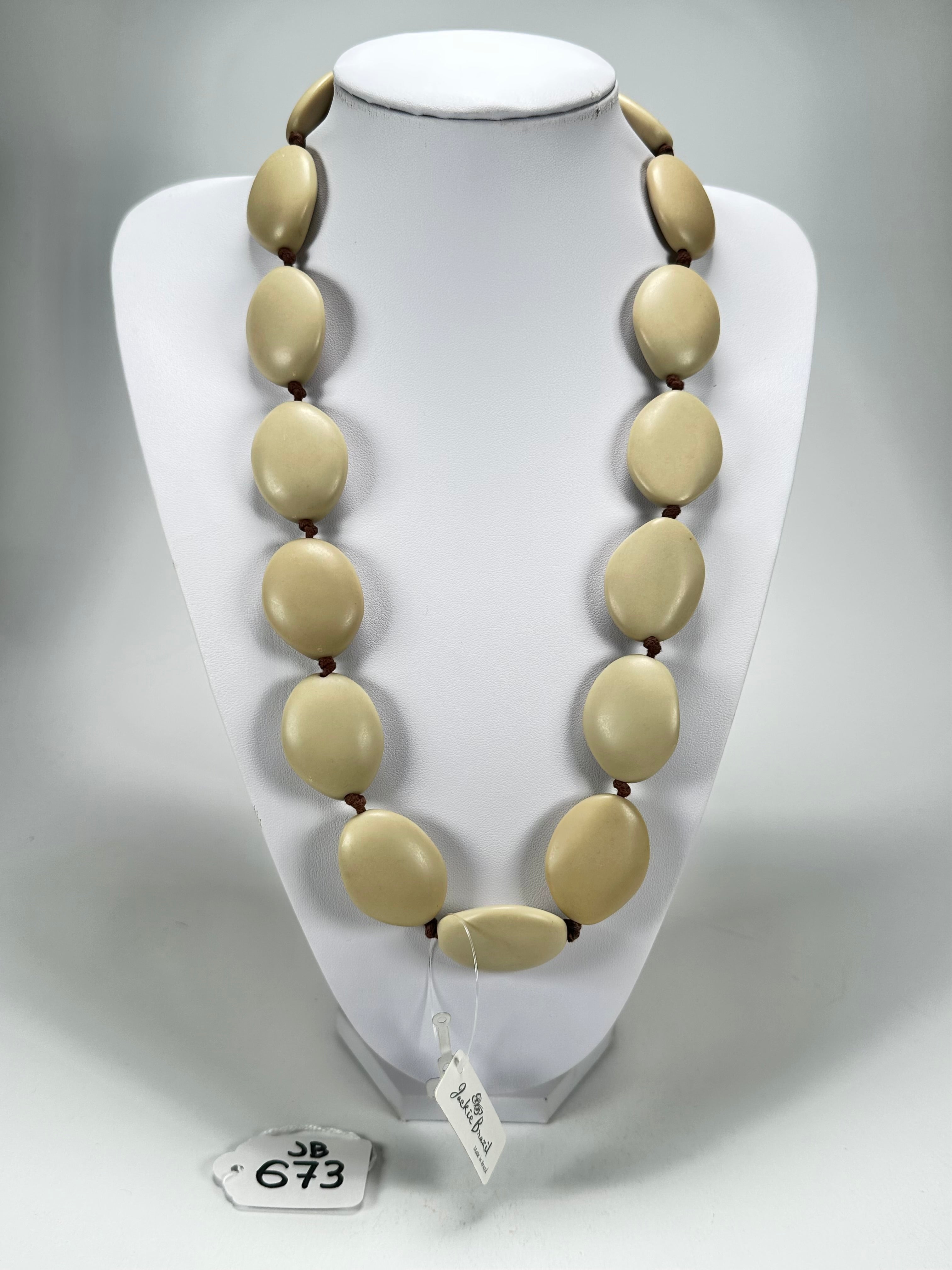 Jackie Brazil "Kathy" Beige Matte Small Riverstones 70cm Necklace ( N3750 )