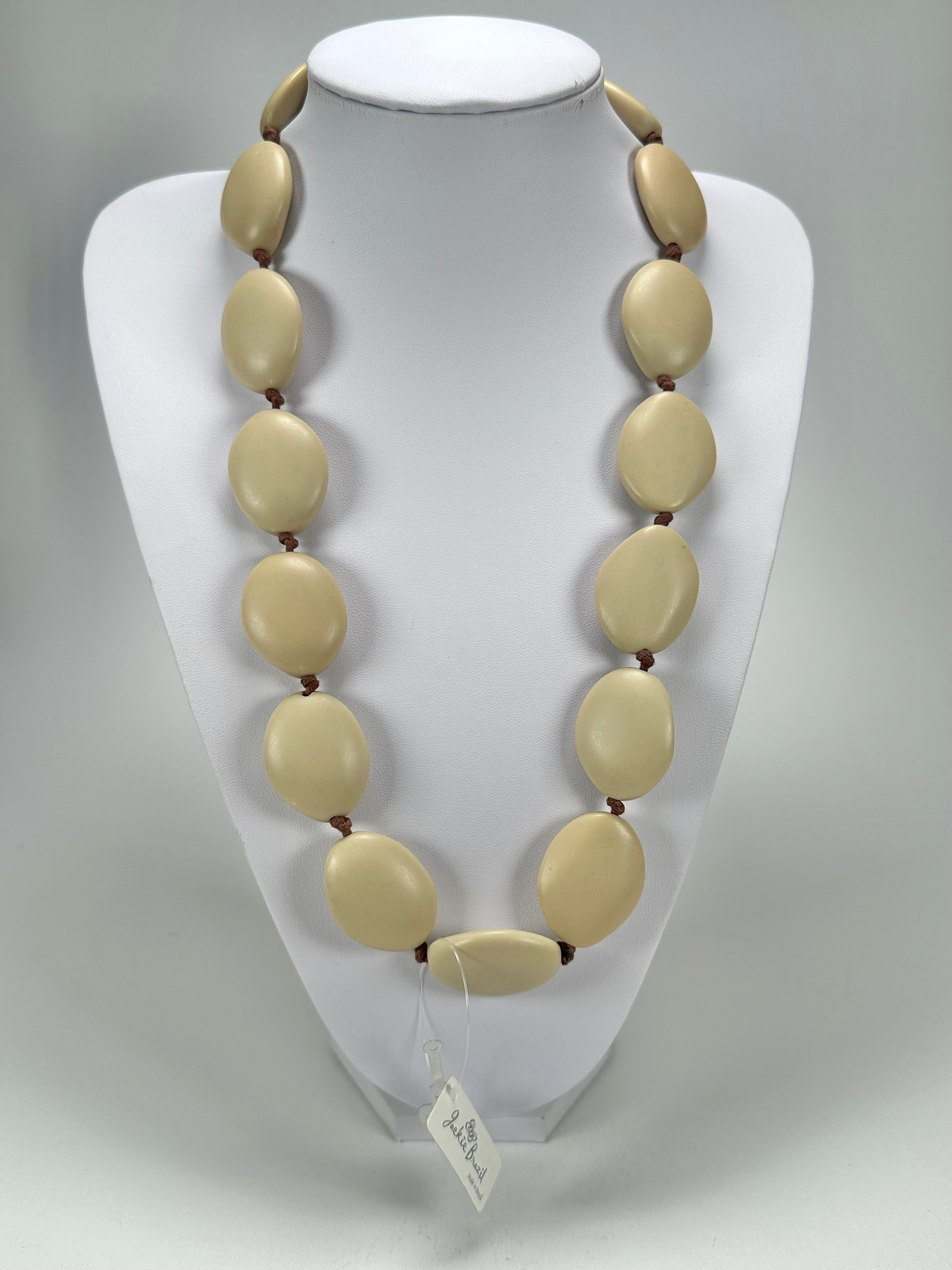 Jackie Brazil "Kathy" Beige Matte Small Riverstones 70cm Necklace ( N3750 )