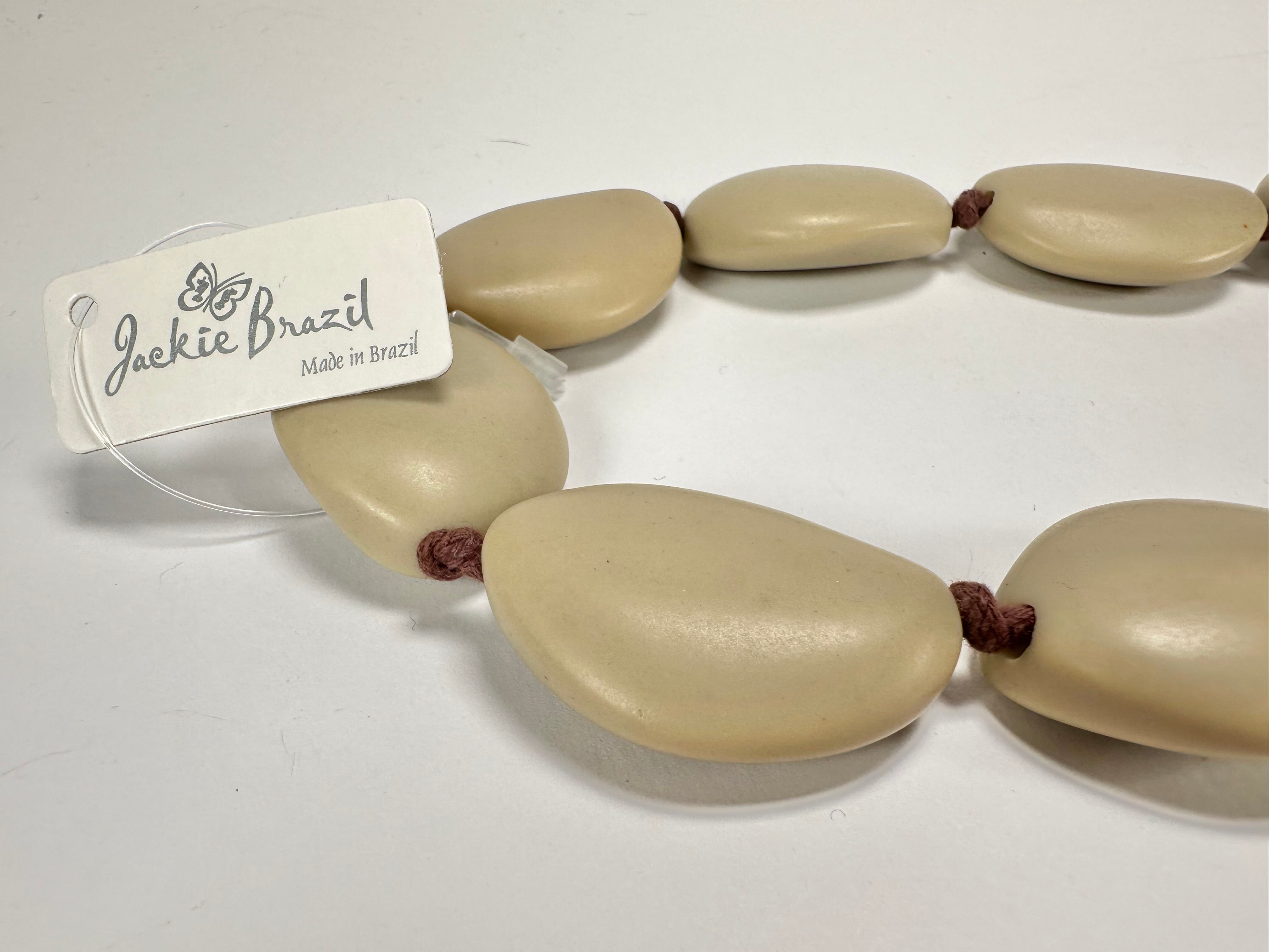 Jackie Brazil "Kathy" Beige Matte Small Riverstones 70cm Necklace ( N3750 )