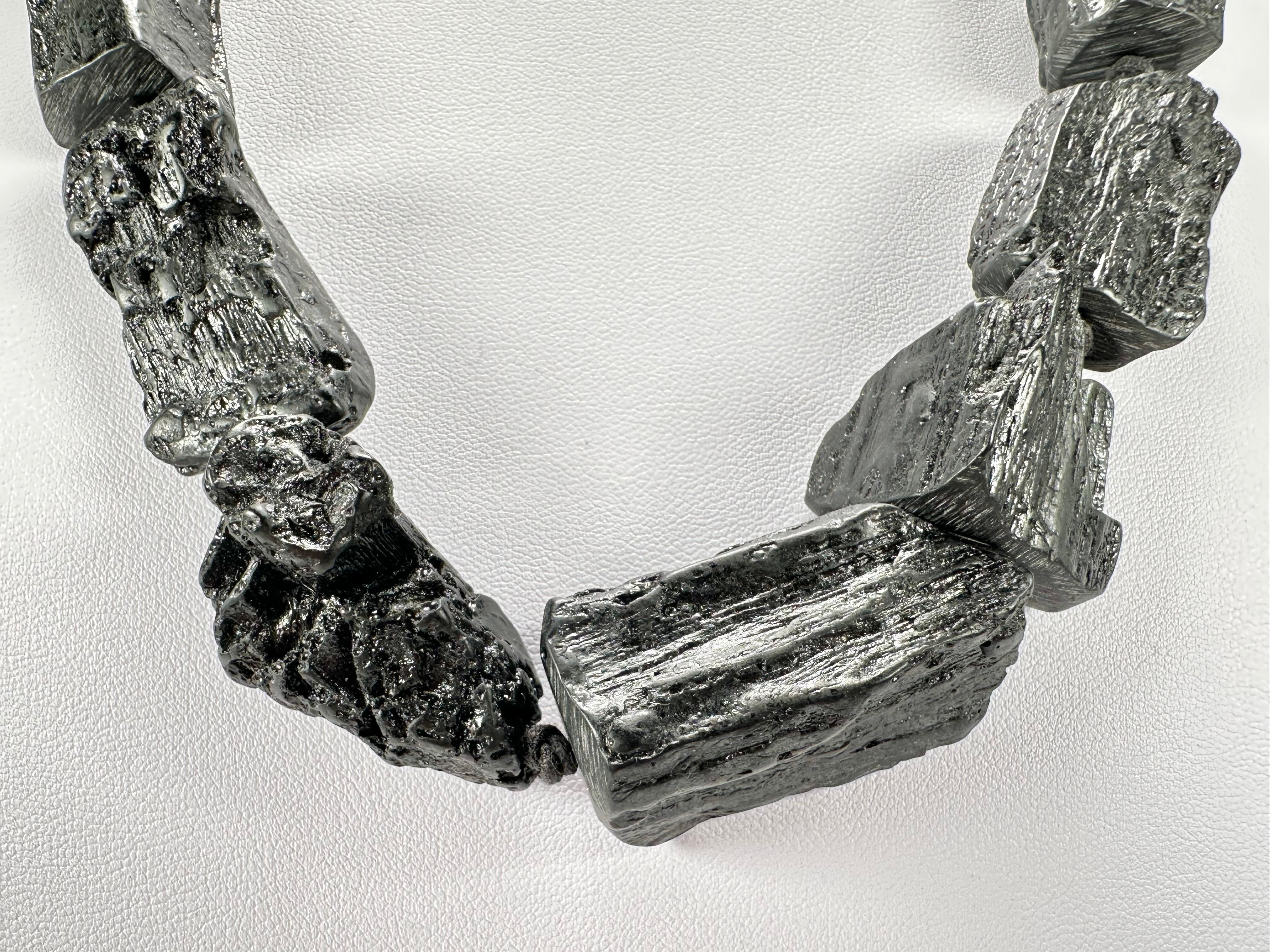 Jackie Brazil "Black Pieces" Charcoal Resin Necklace on Cord 45cm ( N2724 )