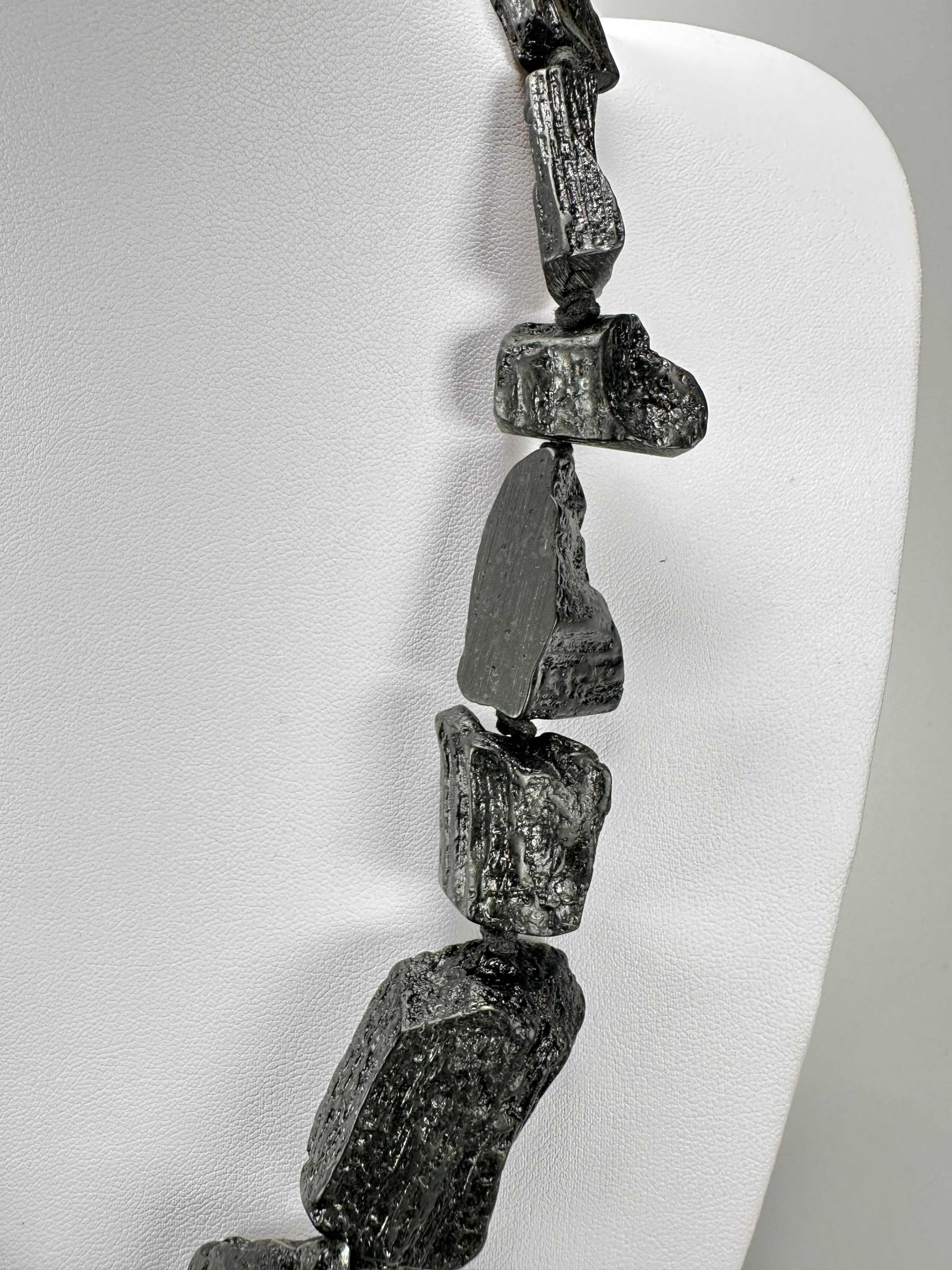 Jackie Brazil "Black Pieces" Charcoal Resin Necklace on Cord 45cm ( N2724 )