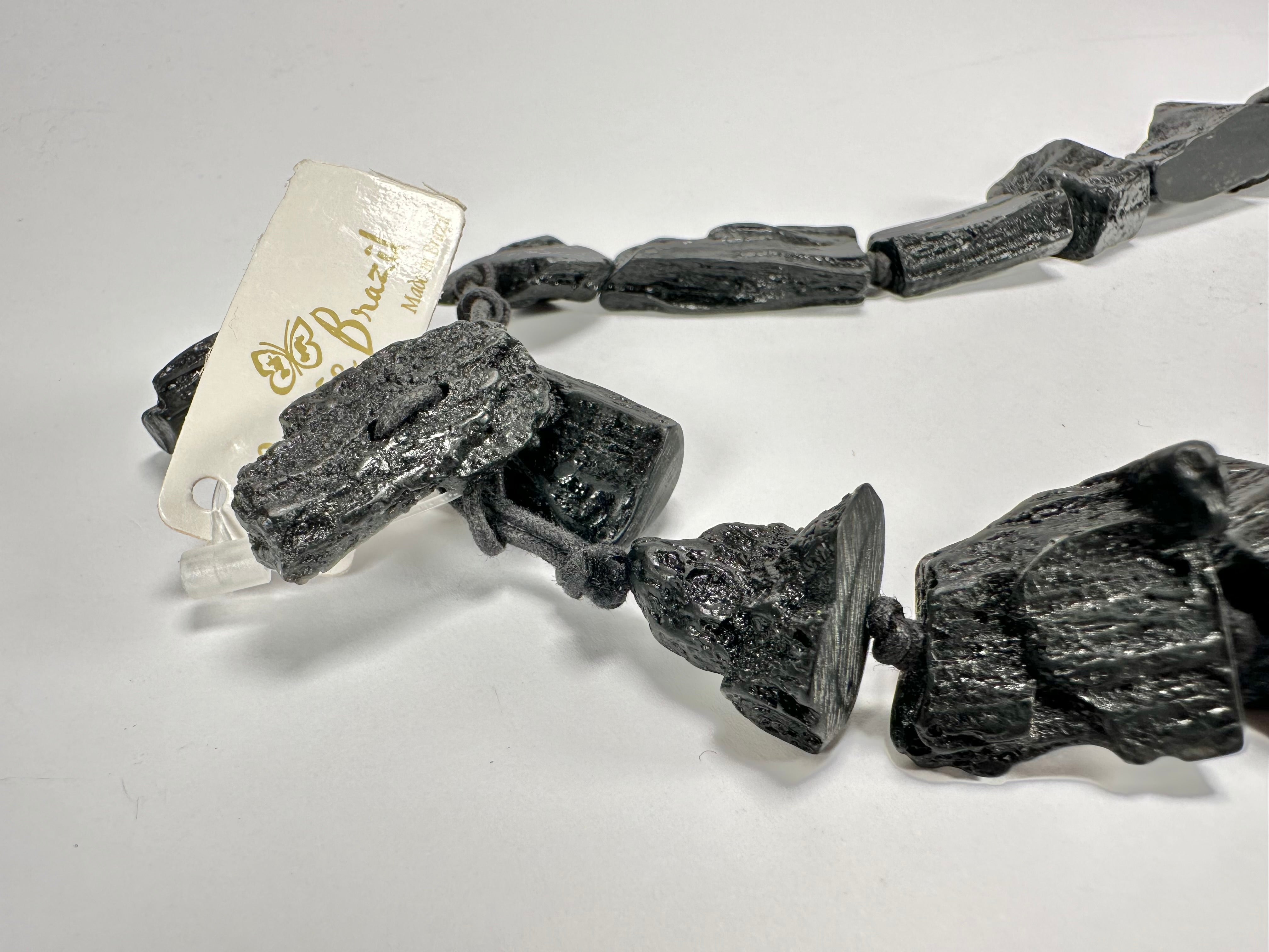 Jackie Brazil "Black Pieces" Charcoal Resin Necklace on Cord 45cm ( N2724 )