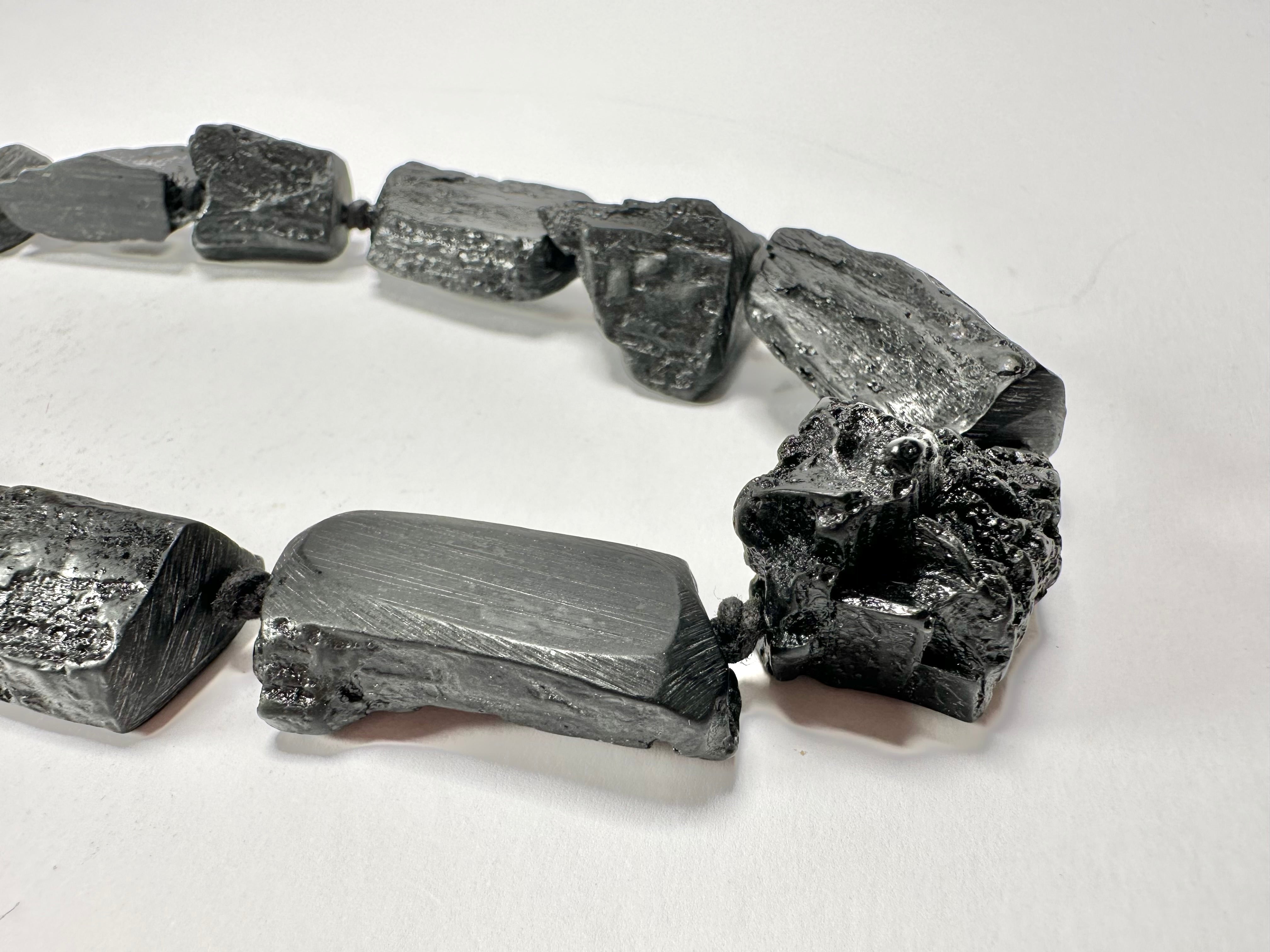 Jackie Brazil "Black Pieces" Charcoal Resin Necklace on Cord 45cm ( N2724 )