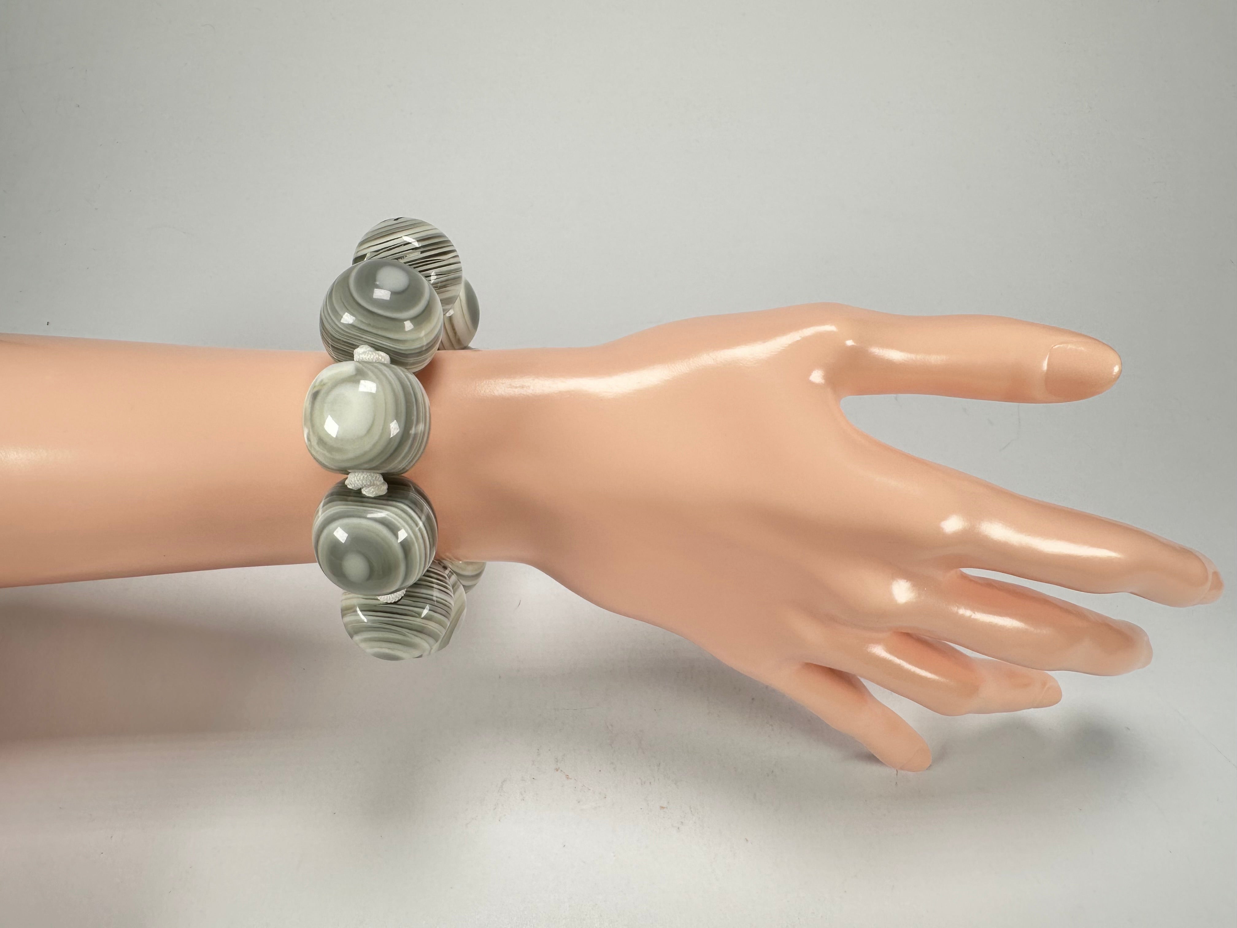 Jackie Brazil "Cat Eyes" Liquorice Allsorts Balls Cream Mix Resin Bracelet ( B0885 )