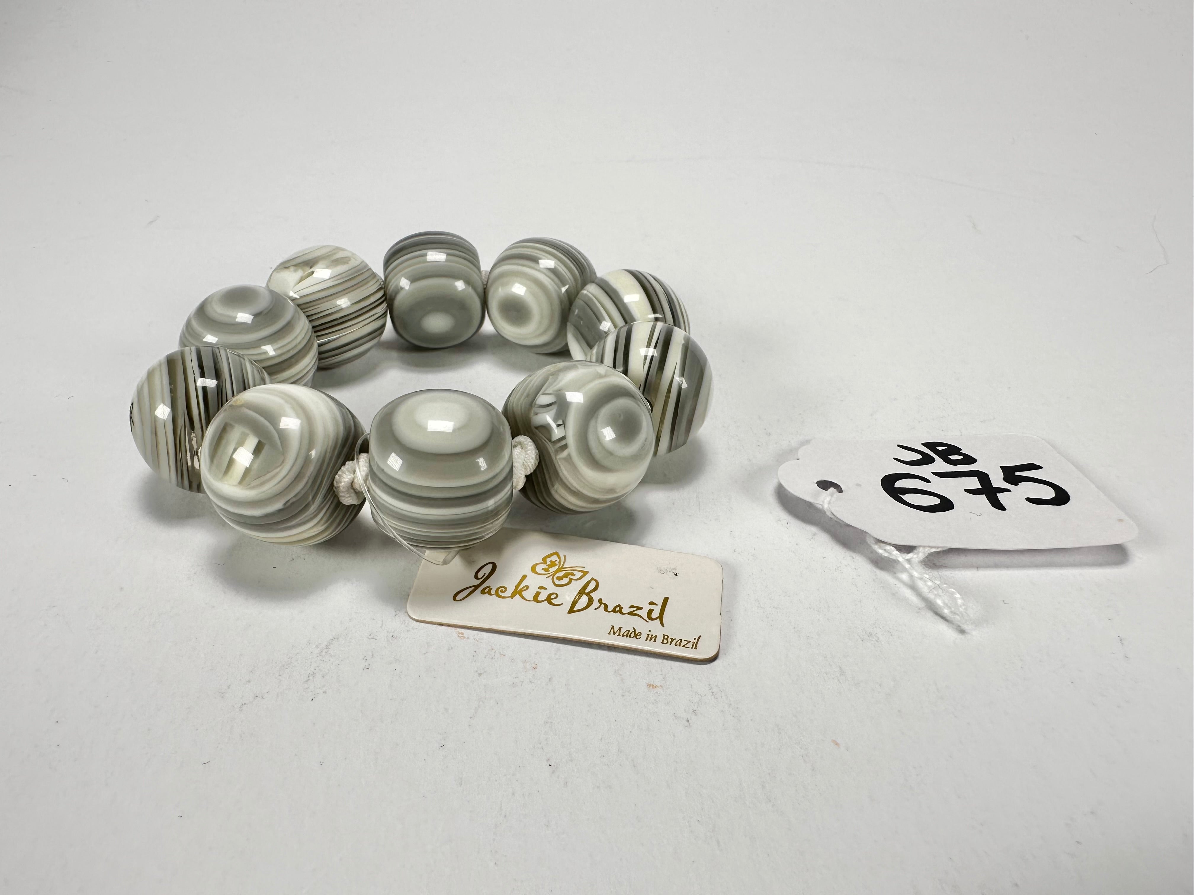Jackie Brazil "Cat Eyes" Liquorice Allsorts Balls Cream Mix Resin Bracelet ( B0885 )