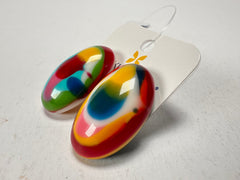 Jackie Brazil "Oval" Kandinsky Single Stone Pendant Stud Resin Earrings ( E3608 )