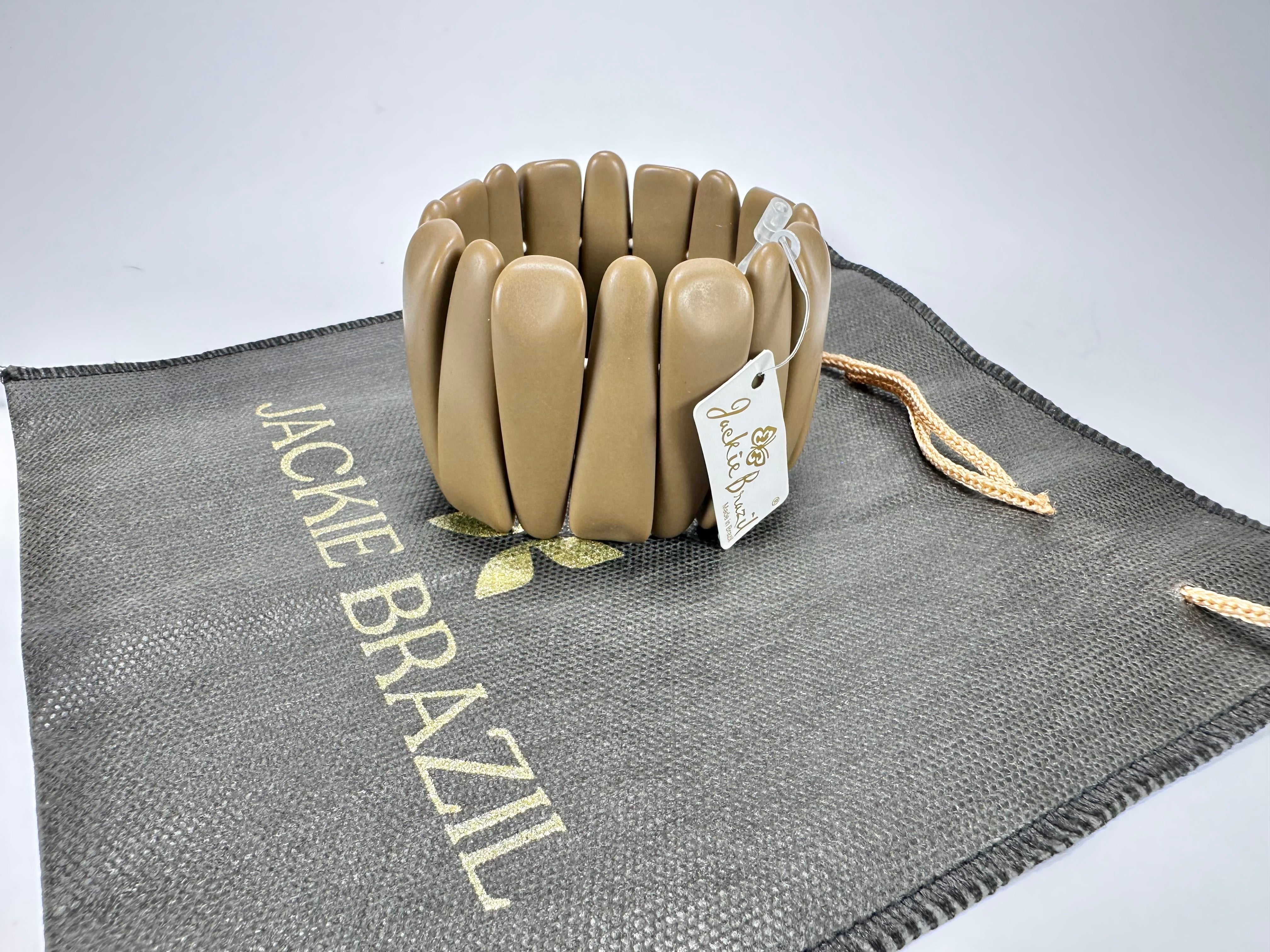Jackie Brazil "Tulip" Brown Matte Elasticated Bracelet ( B0026 )