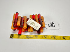 Jackie Brazil "Pipas" Thin Mix Tortoise & Prada Cylinders Resin Bracelet ( B2198 )