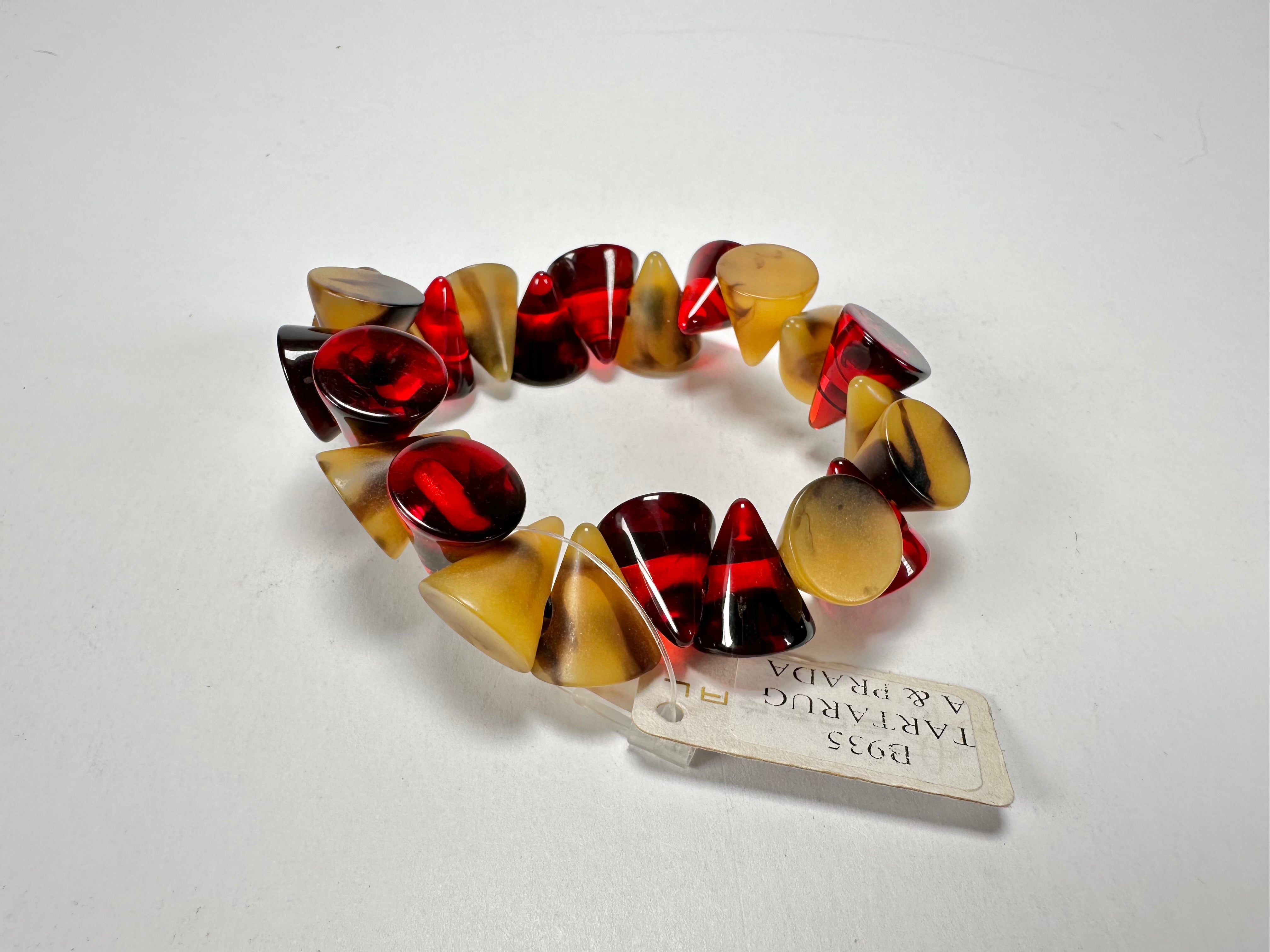 Jackie Brazil "Oscar" Tortoise & Prada Transparent Cones on Elastic Bracelet ( B0935 )