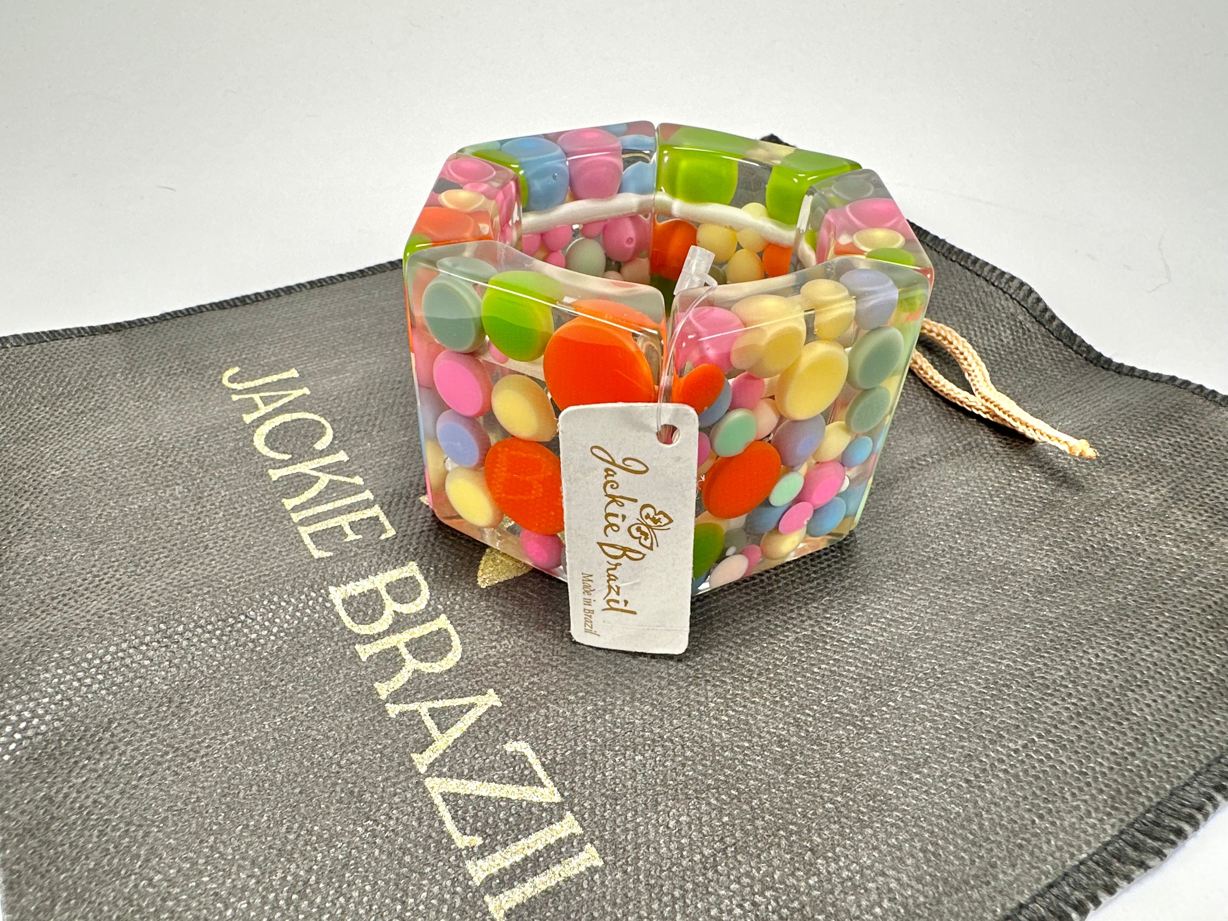Jackie Brazil "Sabrina" Spots Hexagonal Elasticated 5cm Bracelet ( B2522 )