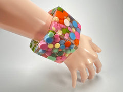 Jackie Brazil "Sabrina" Spots Hexagonal Elasticated 5cm Bracelet ( B2522 )