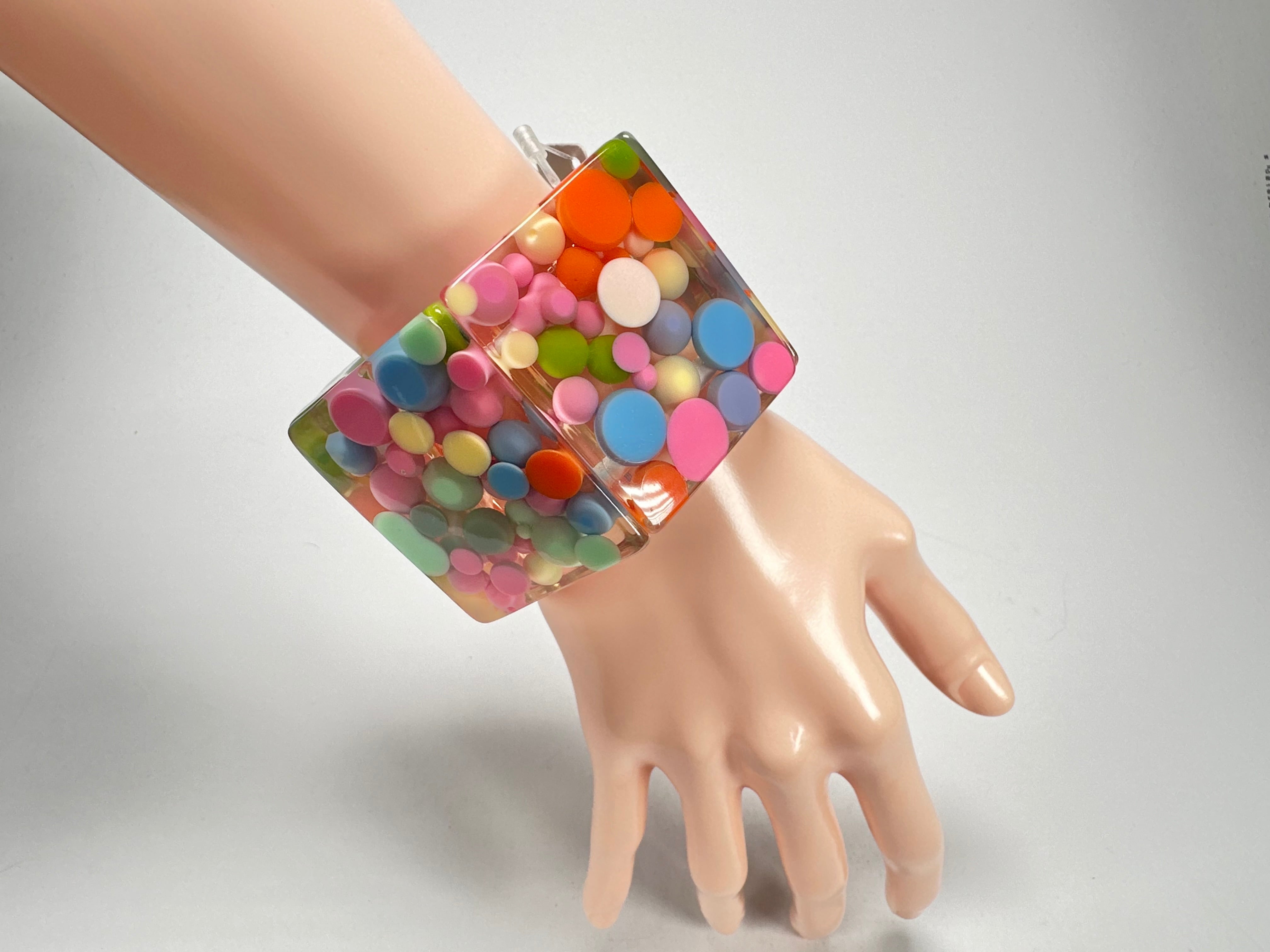 Jackie Brazil "Sabrina" Spots Hexagonal Elasticated 5cm Bracelet ( B2522 )
