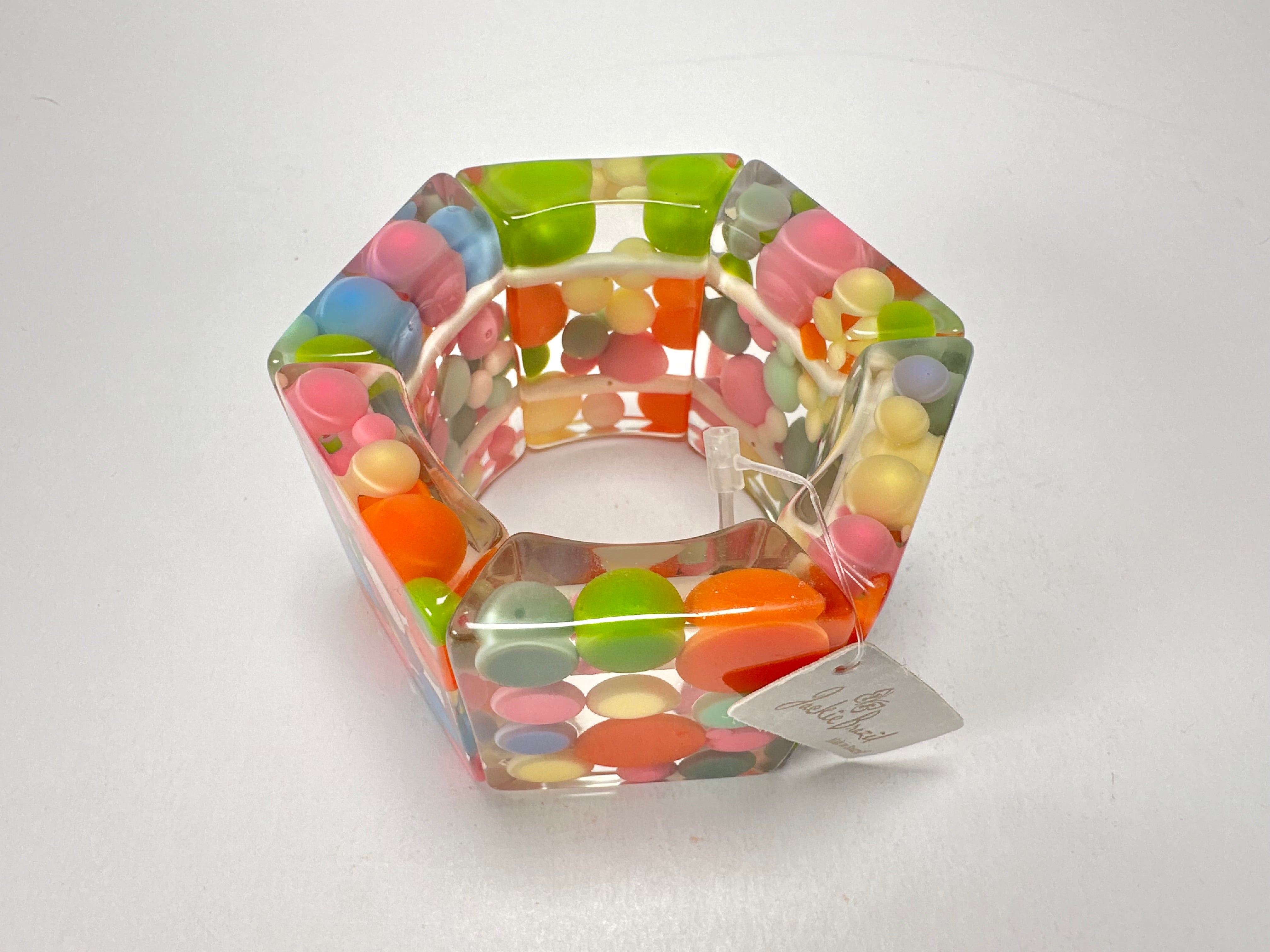 Jackie Brazil "Sabrina" Spots Hexagonal Elasticated 5cm Bracelet ( B2522 )