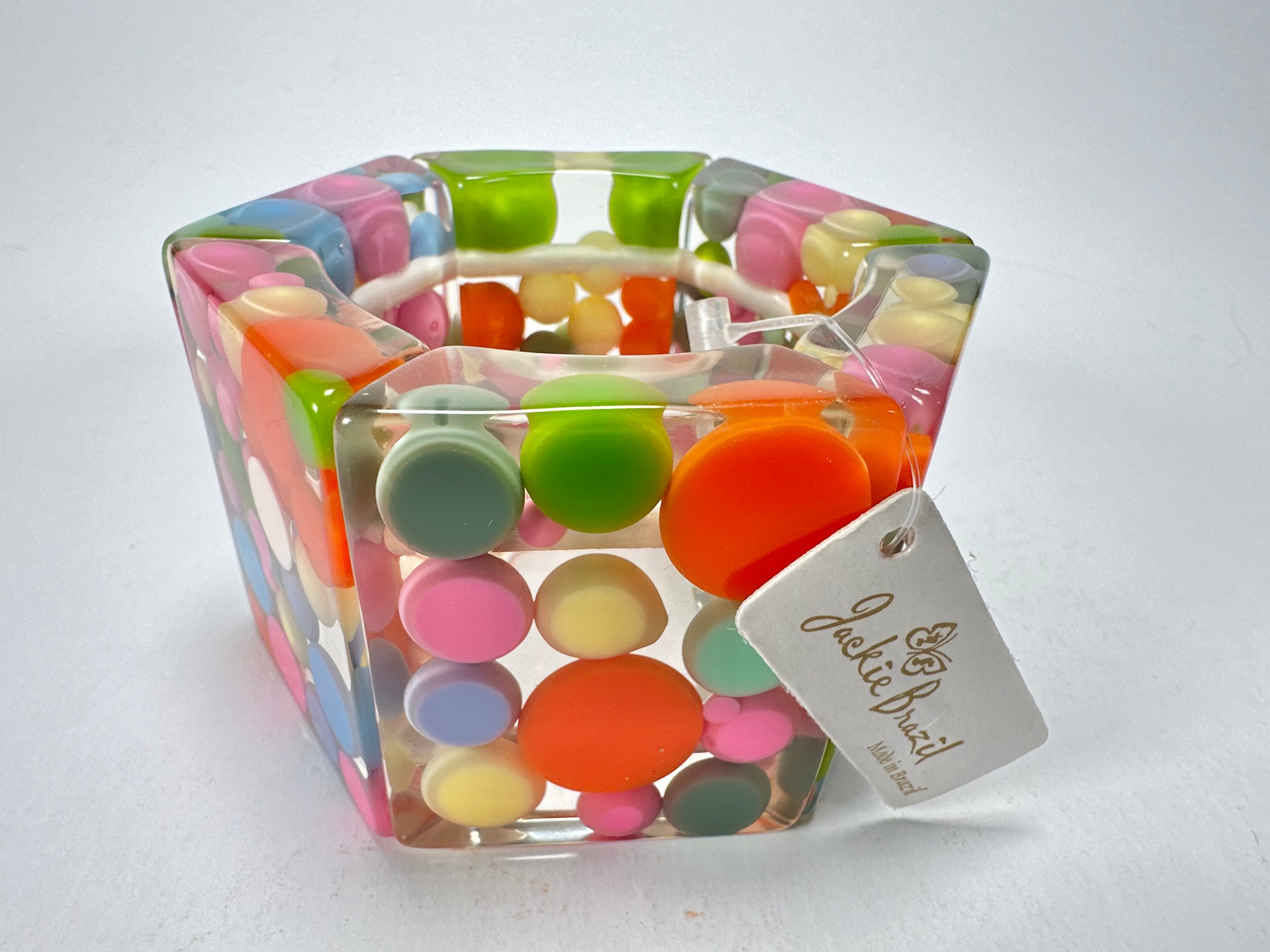 Jackie Brazil "Sabrina" Spots Hexagonal Elasticated 5cm Bracelet ( B2522 )