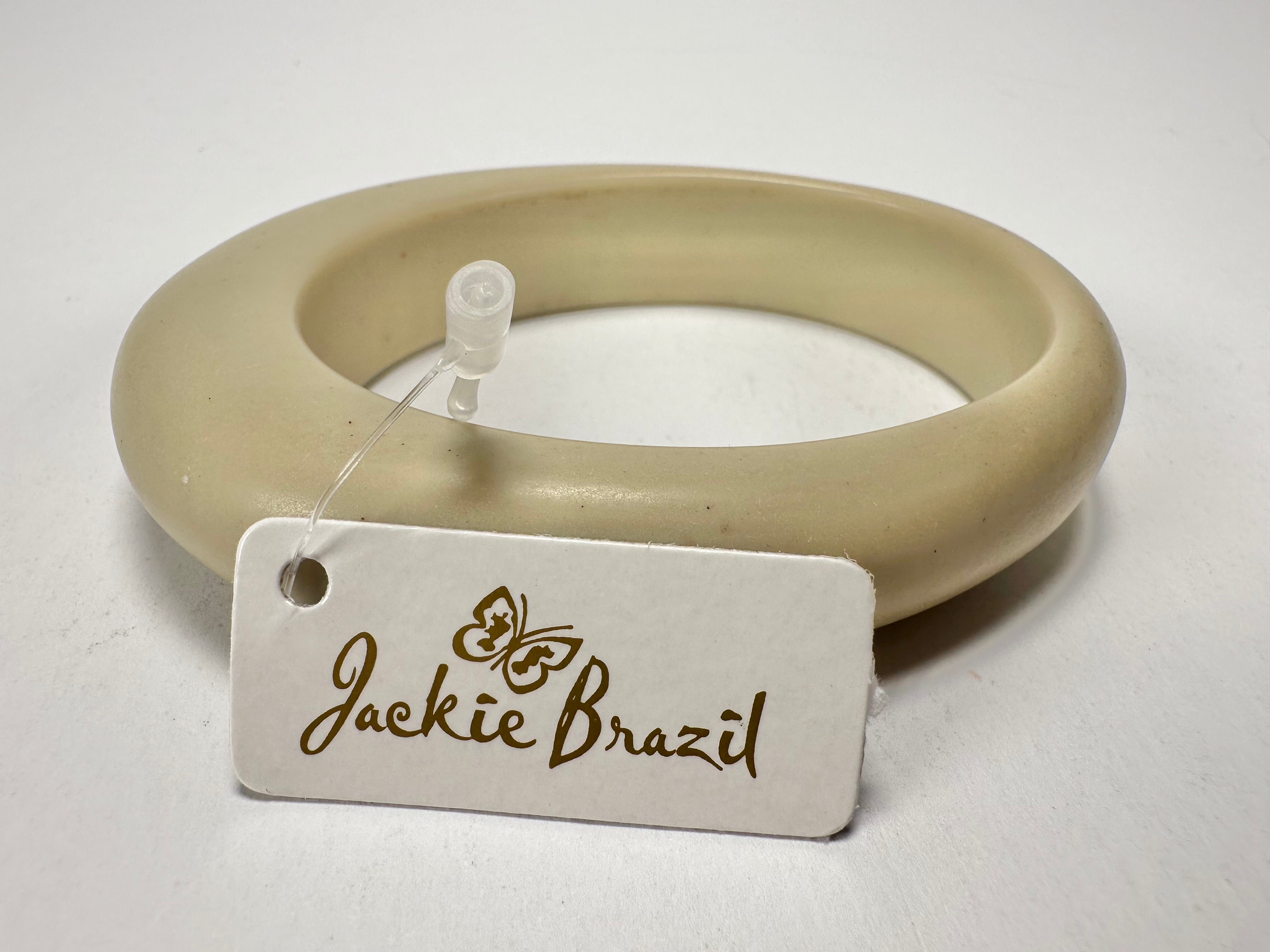 Jackie Brazil "Solid Oval" Natural Beige Matte 1.3cm Resin Bangle ( B0040 )