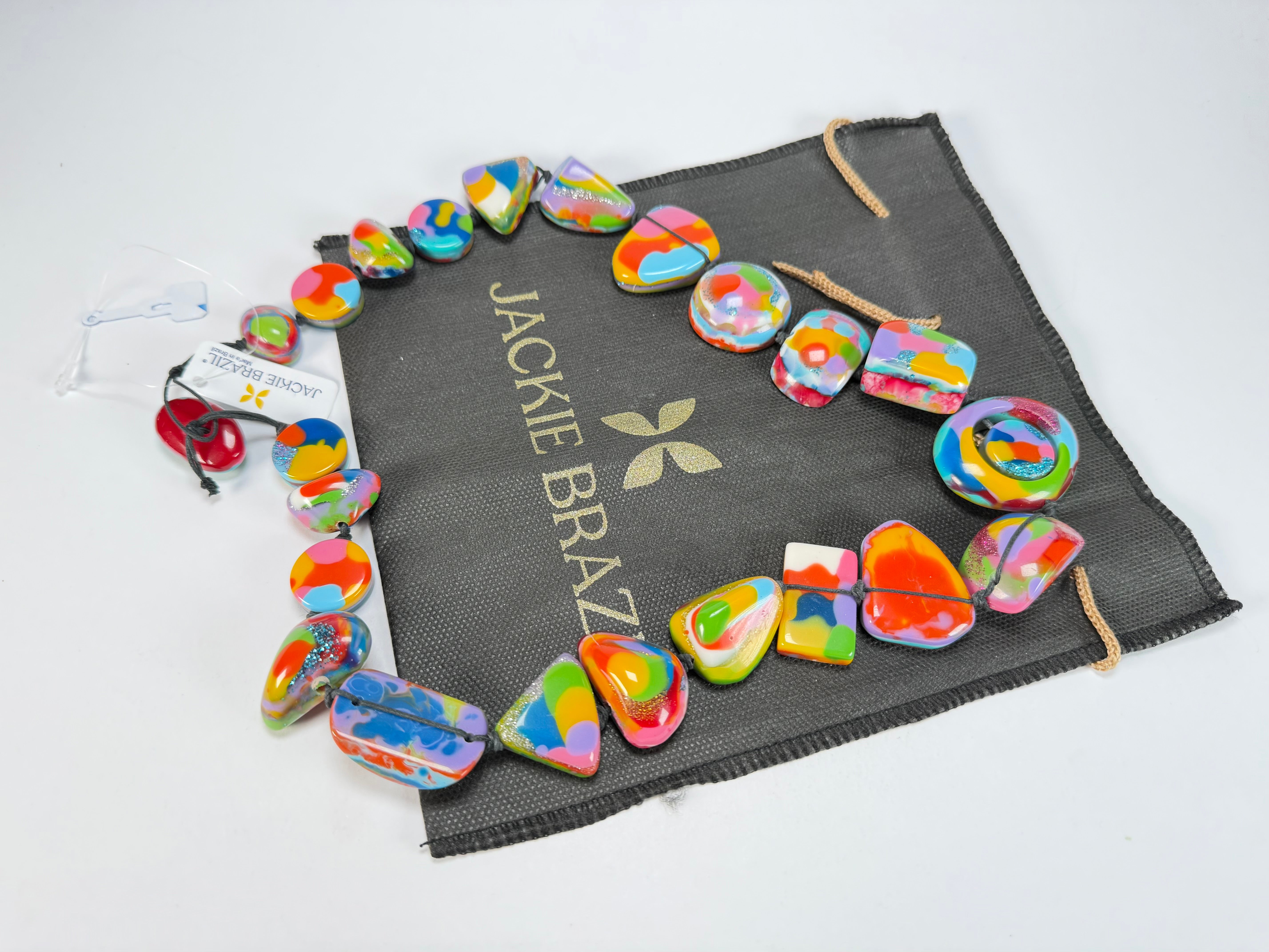 Jackie Brazil "Indiana" Kandinsky Multi-Bead Medium Resin 70cm Necklace ( N0033 )