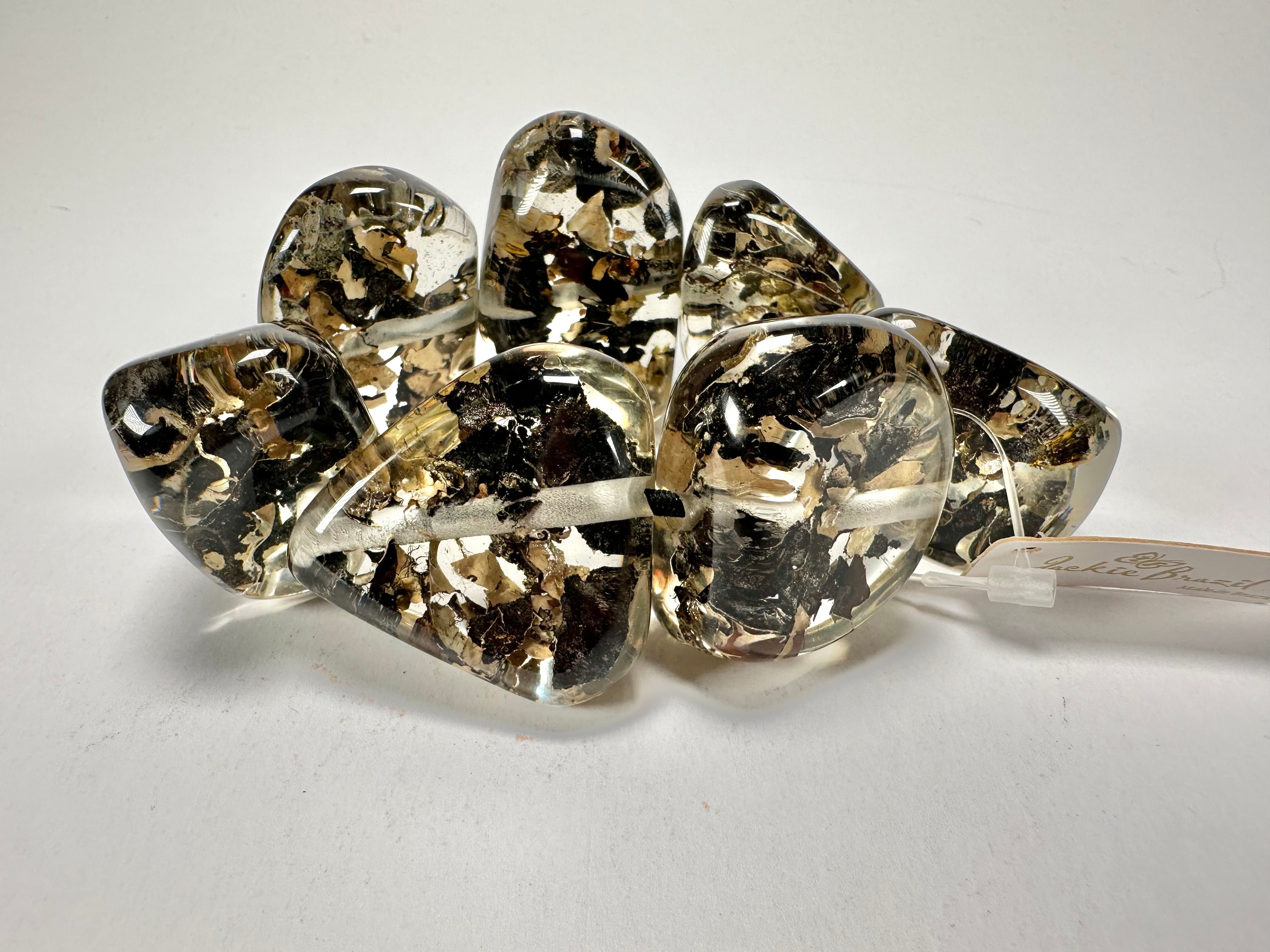 Jackie Brazil "Cusco" Seaweed Large Stones Elasticated Bracelet ( B1350 )