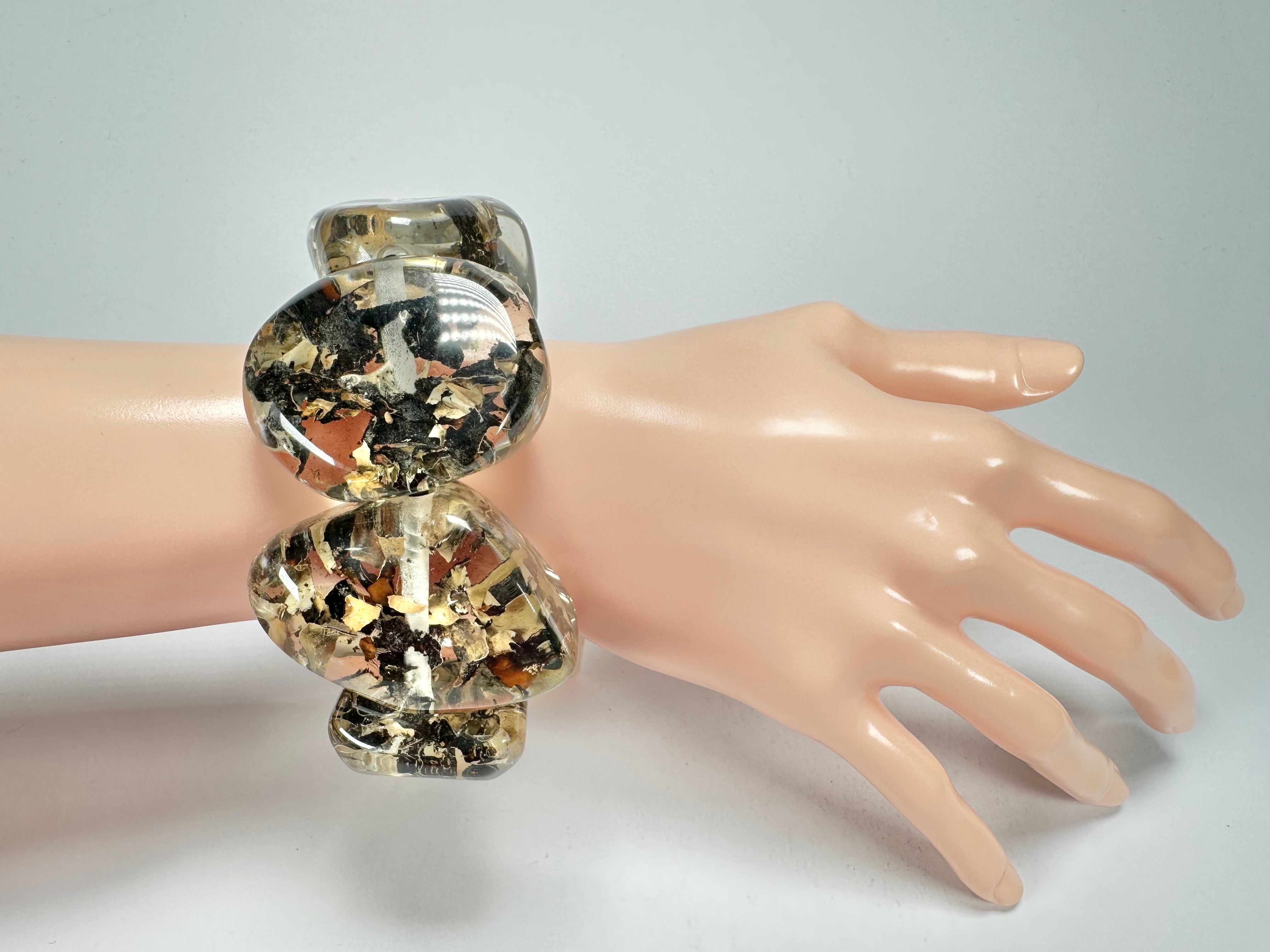 Jackie Brazil "Cusco" Seaweed Large Stones Elasticated Bracelet ( B1350 )