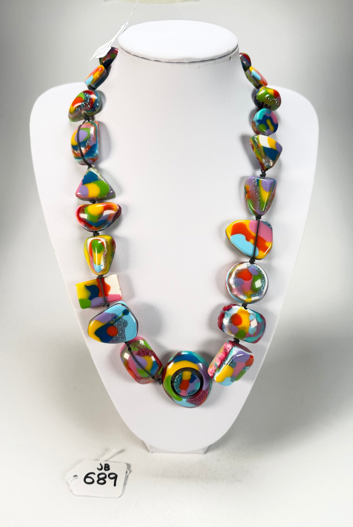 Jackie Brazil "Indiana" Kandinsky Multi-Bead Medium Resin 70cm Necklace ( N0033 )