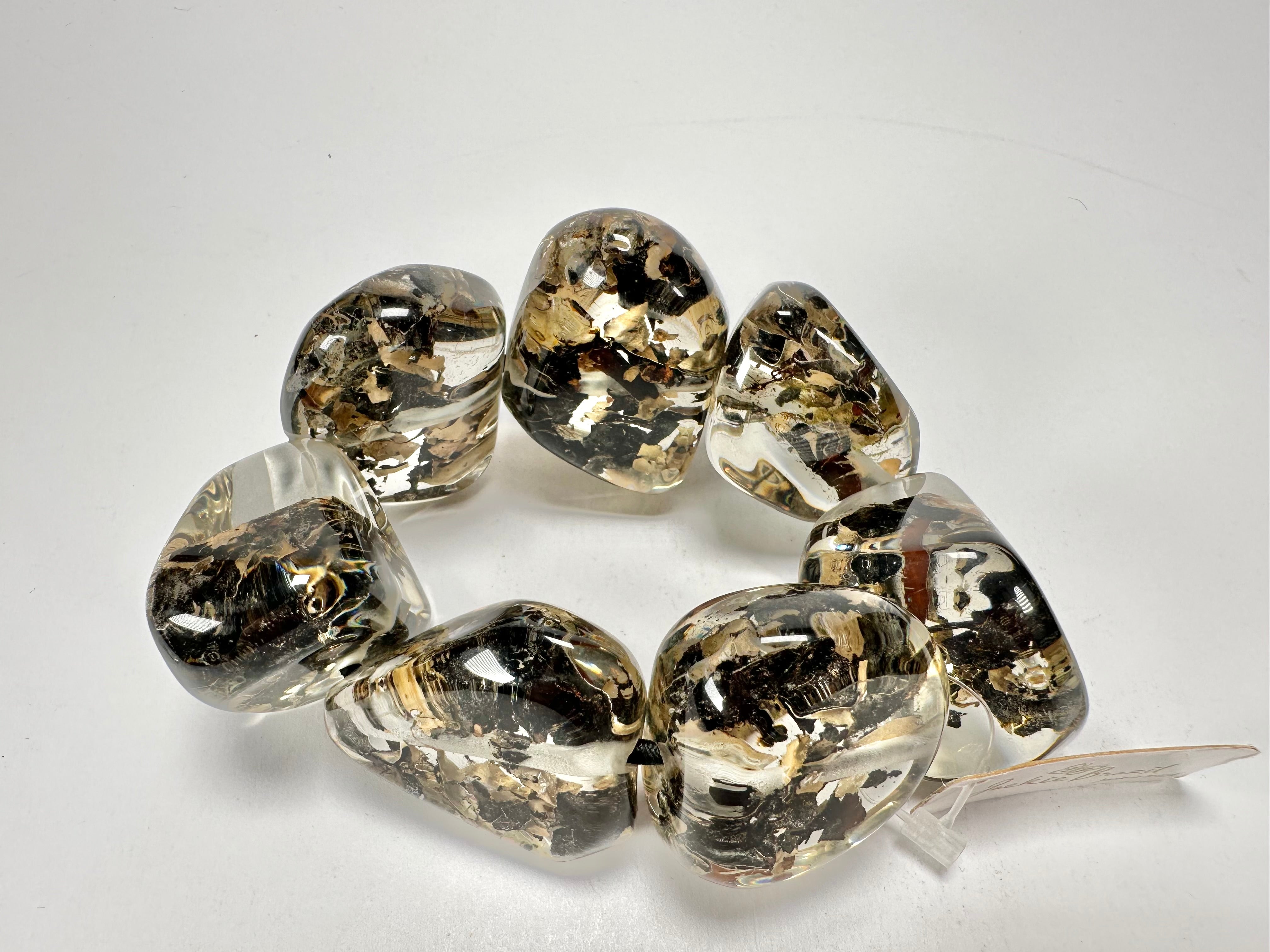 Jackie Brazil "Cusco" Seaweed Large Stones Elasticated Bracelet ( B1350 )
