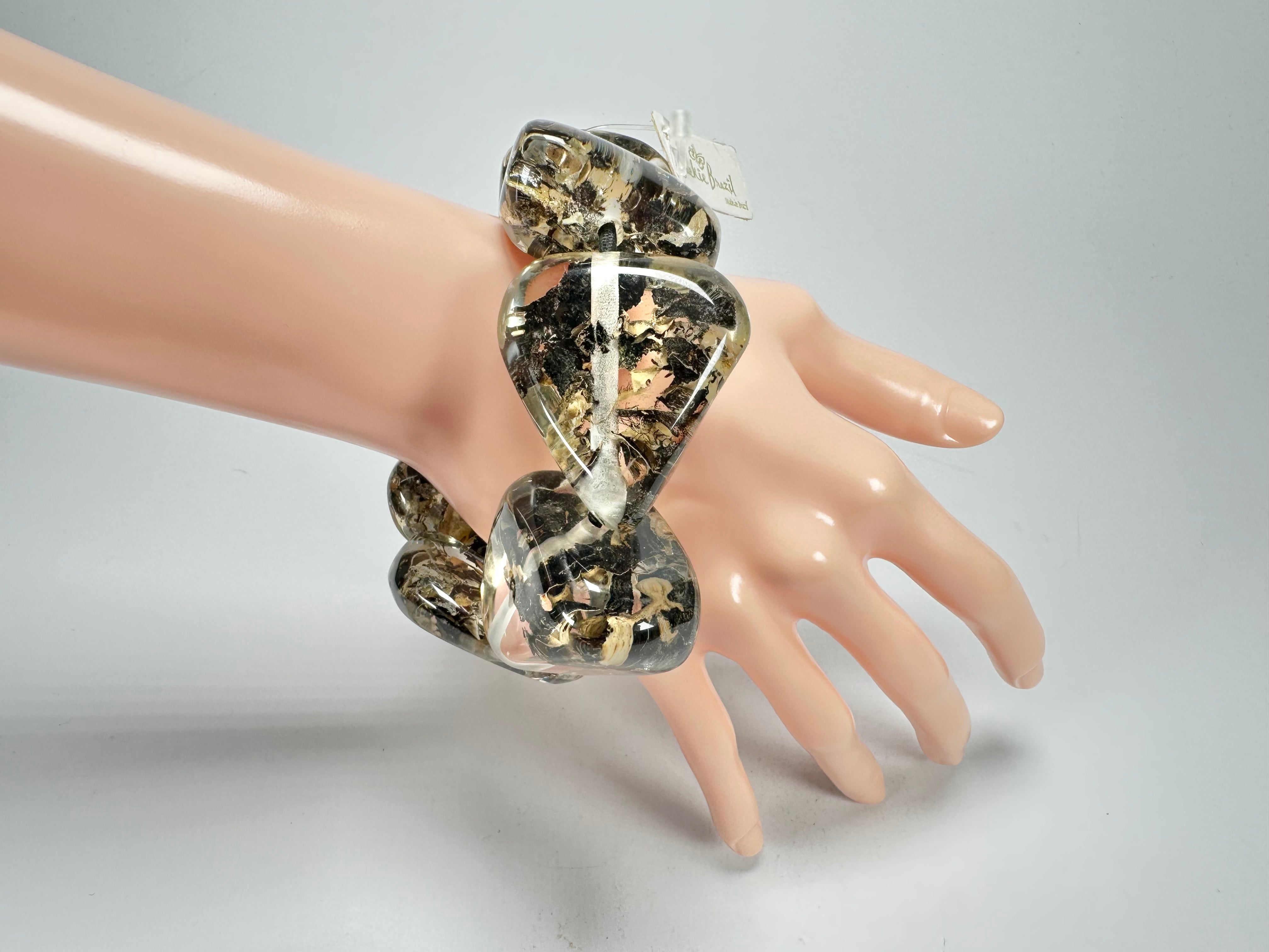 Jackie Brazil "Cusco" Seaweed Large Stones Elasticated Bracelet ( B1350 )