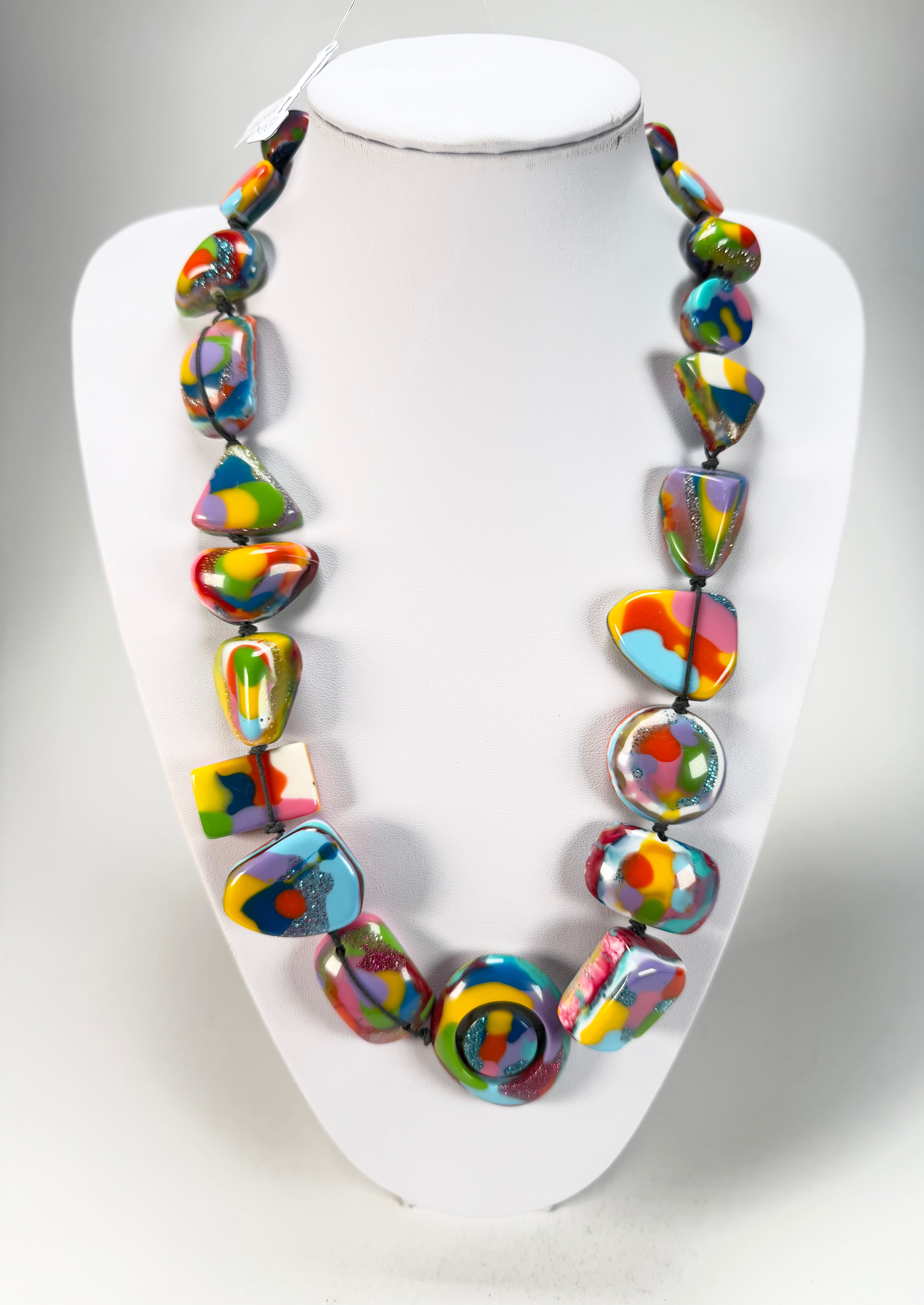 Jackie Brazil "Indiana" Kandinsky Multi-Bead Medium Resin 70cm Necklace ( N0033 )