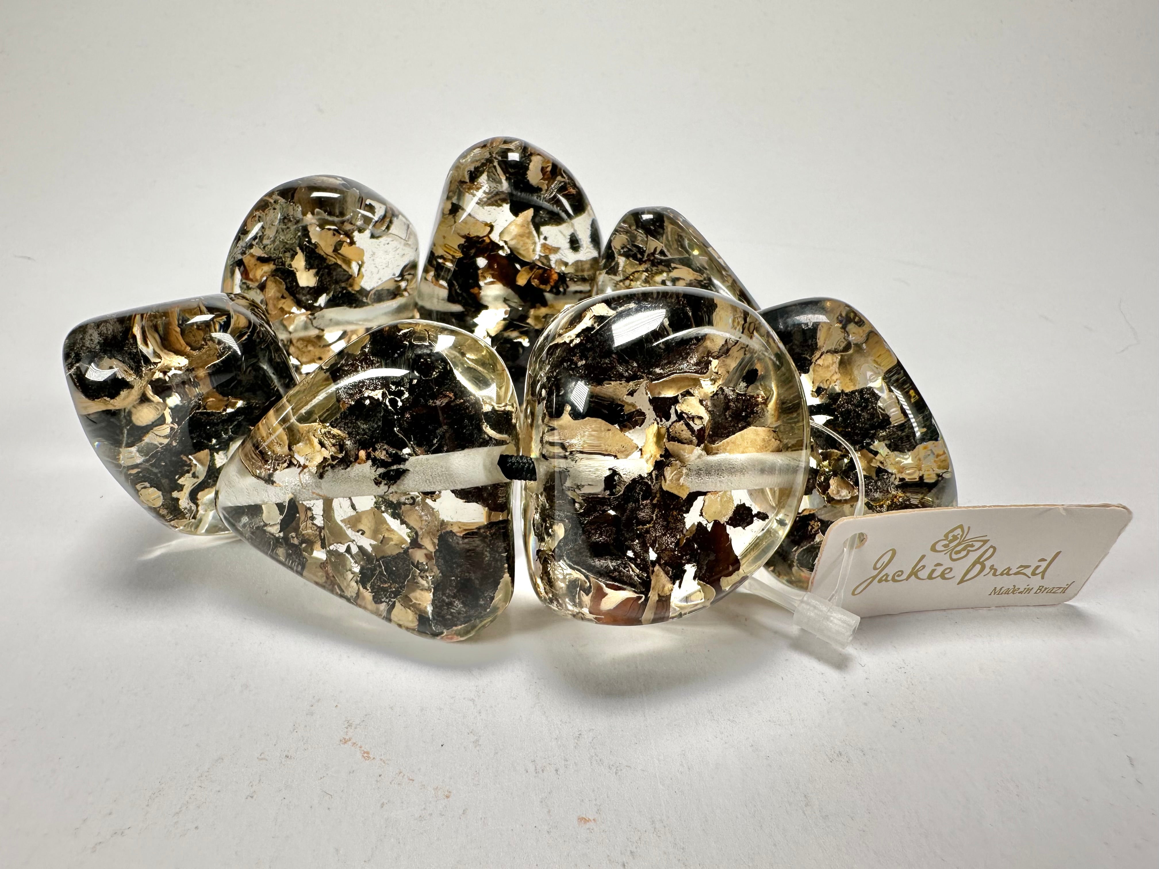 Jackie Brazil "Cusco" Seaweed Large Stones Elasticated Bracelet ( B1350 )
