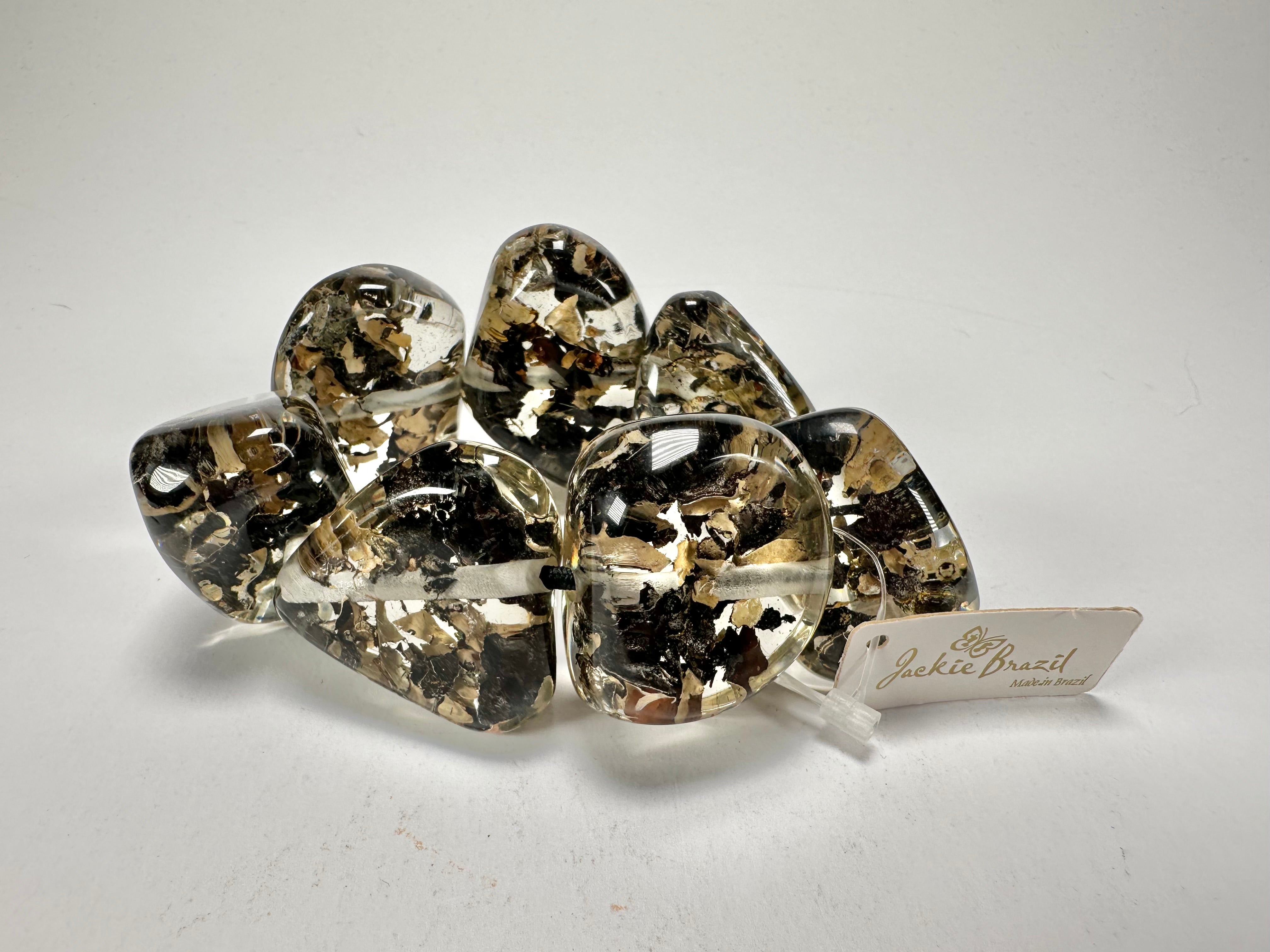 Jackie Brazil "Cusco" Seaweed Large Stones Elasticated Bracelet ( B1350 )