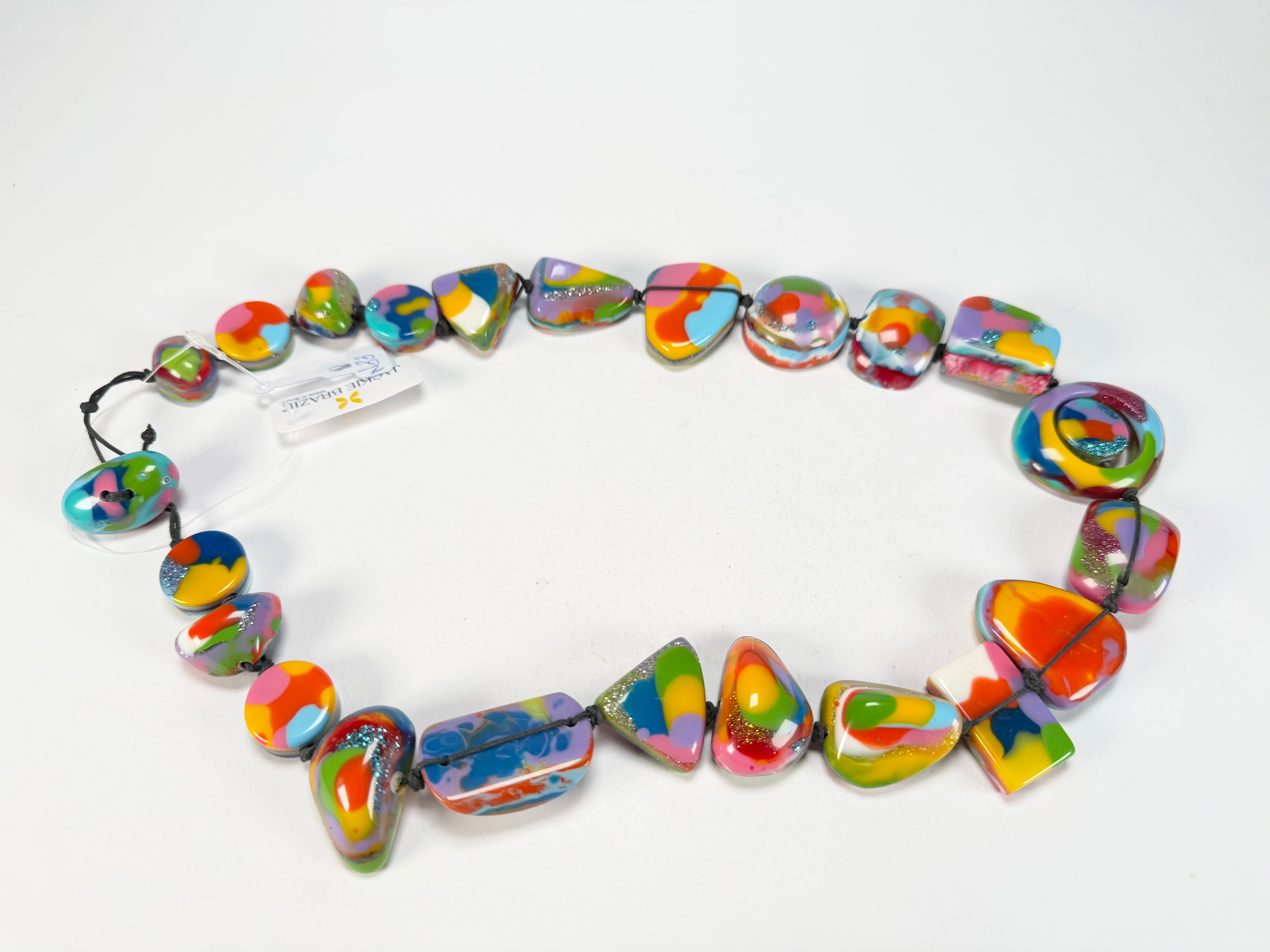 Jackie Brazil "Indiana" Kandinsky Multi-Bead Medium Resin 70cm Necklace ( N0033 )